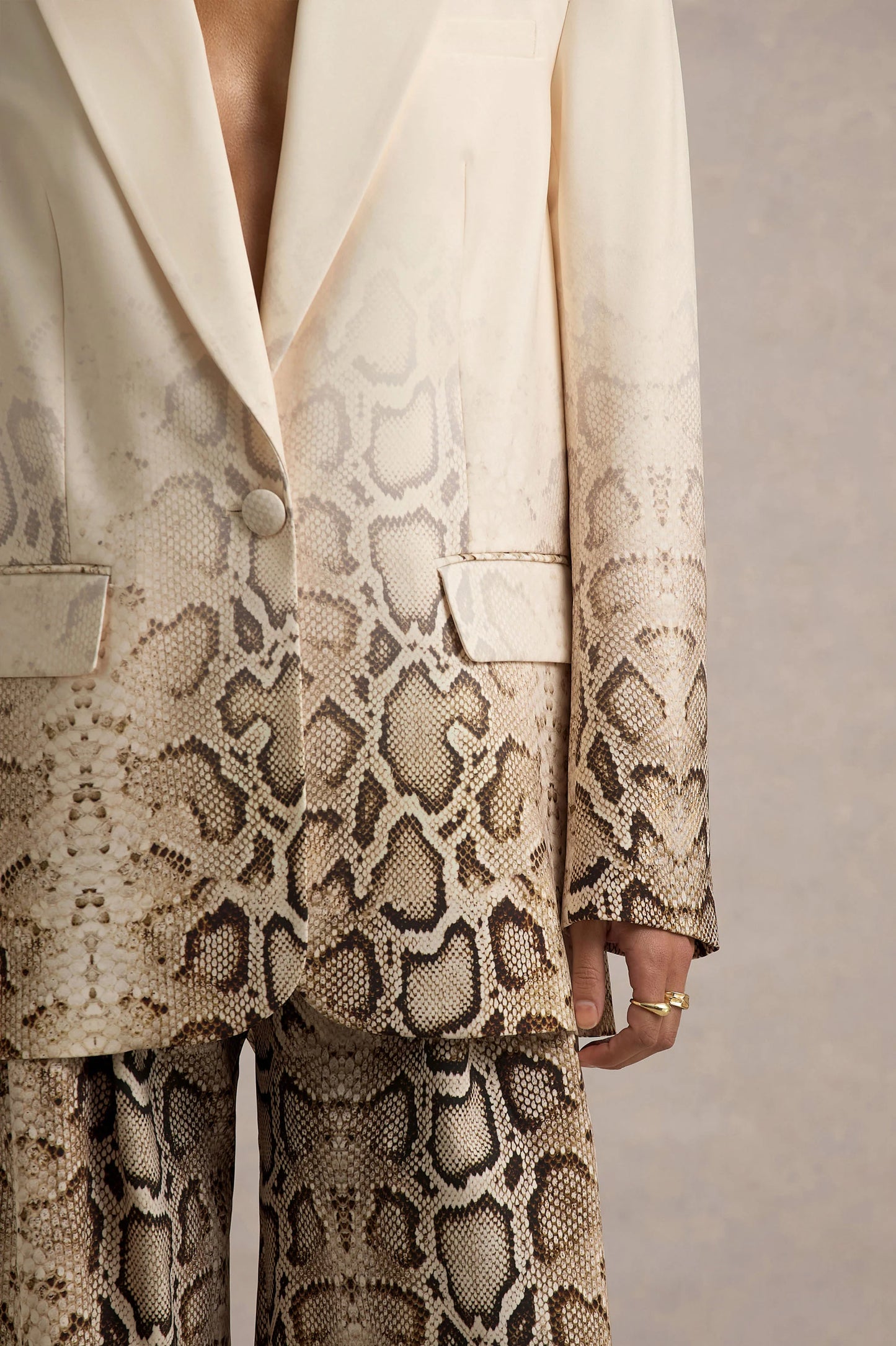 Shaniya Snake Print Wide-Leg Trousers