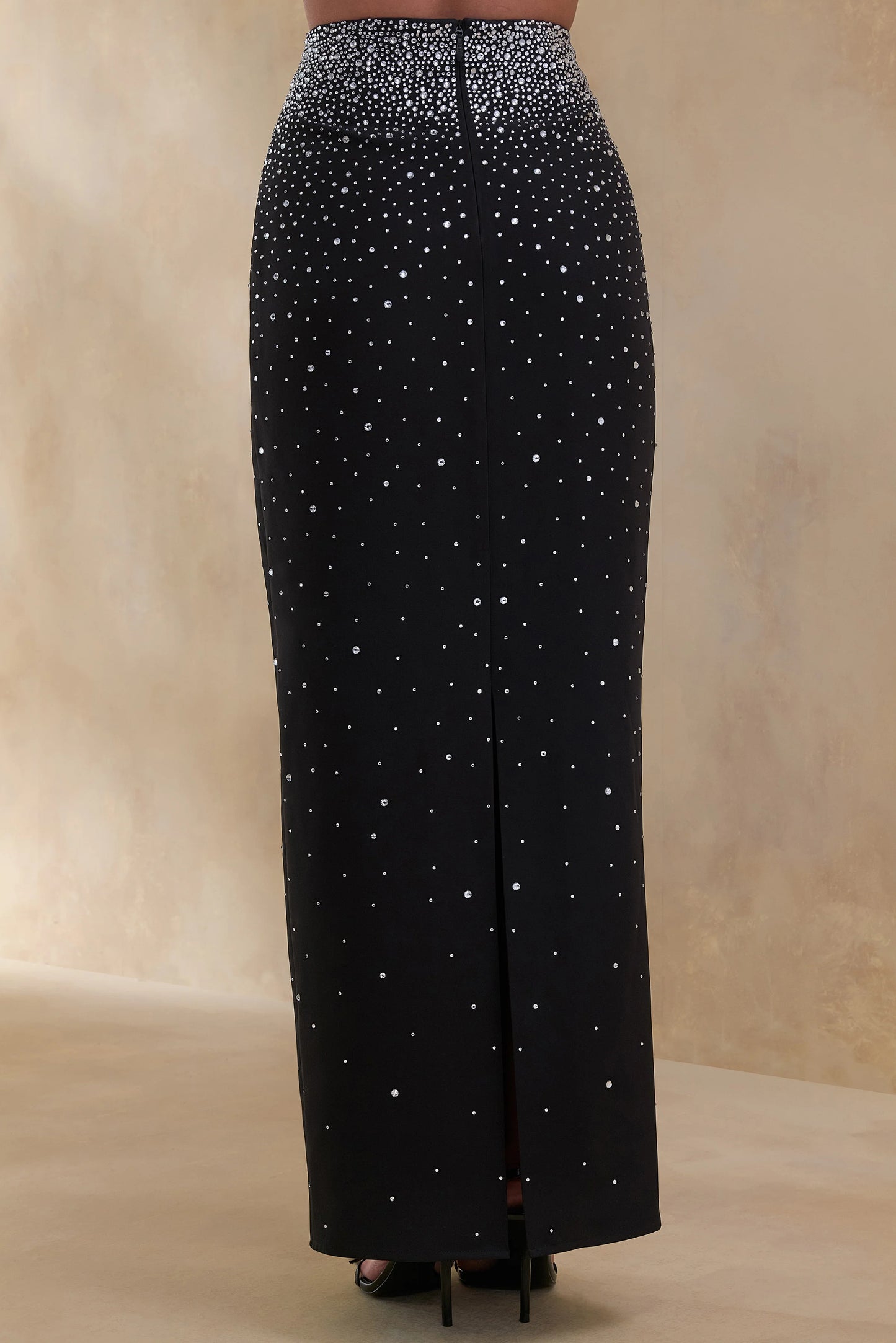 Fabiana Black Hand-Embellished Maxi Skirt
