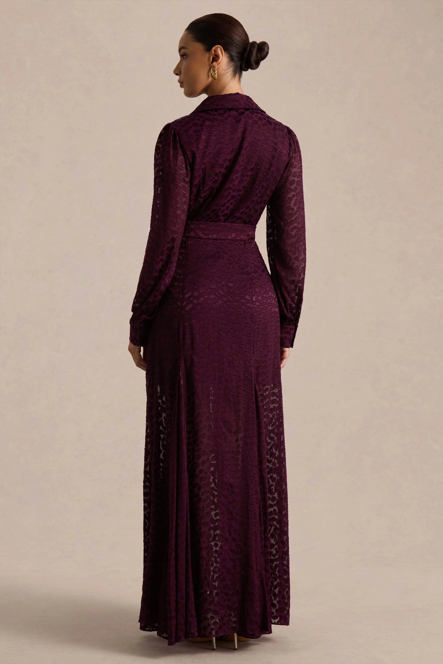 Kirsty Purple Long Sleeve Shirt Dress With Full Skirt