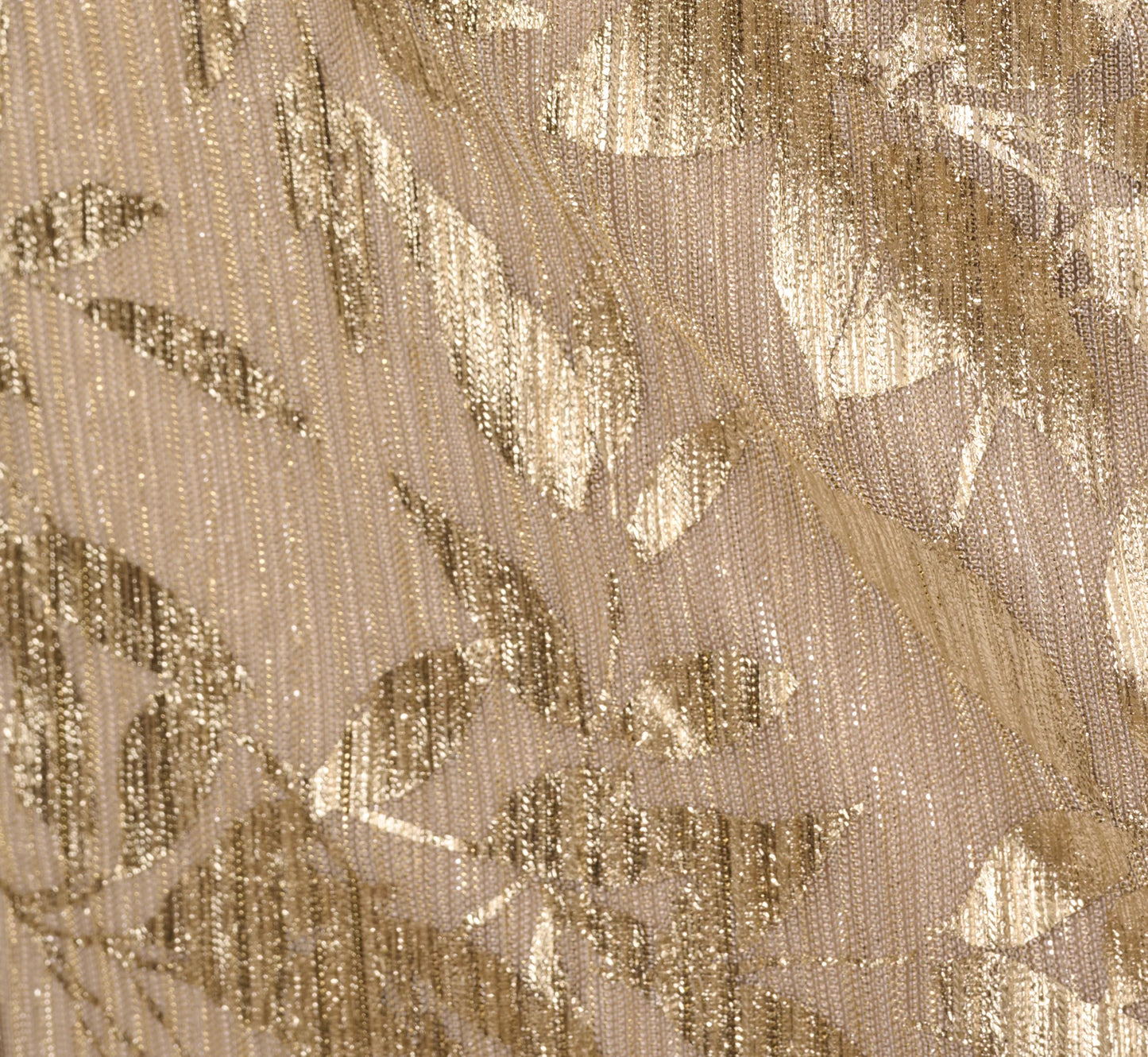 Off Shoulder Foil Leaf Mermaid Gown In Champagne Gold