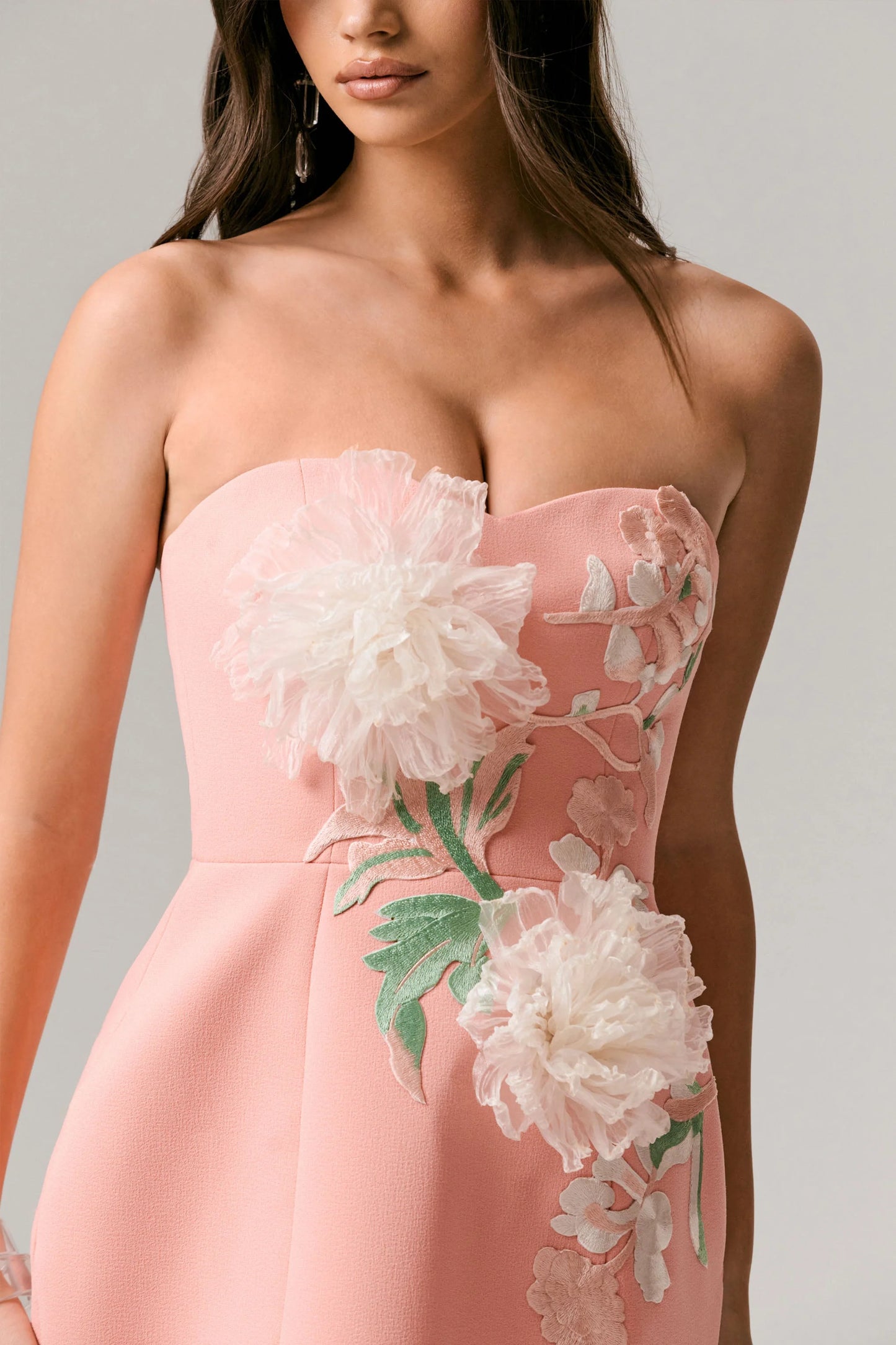 Lulu Coral Sweetheart Embroidered Mini Dress