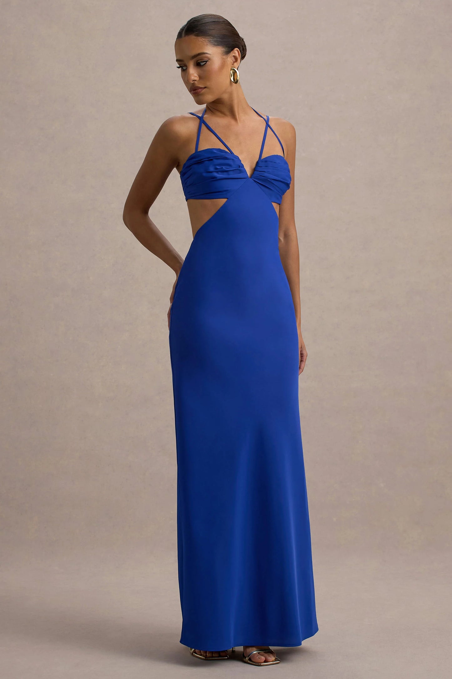 Leandra Blue Strappy Cut-Out Maxi Dress