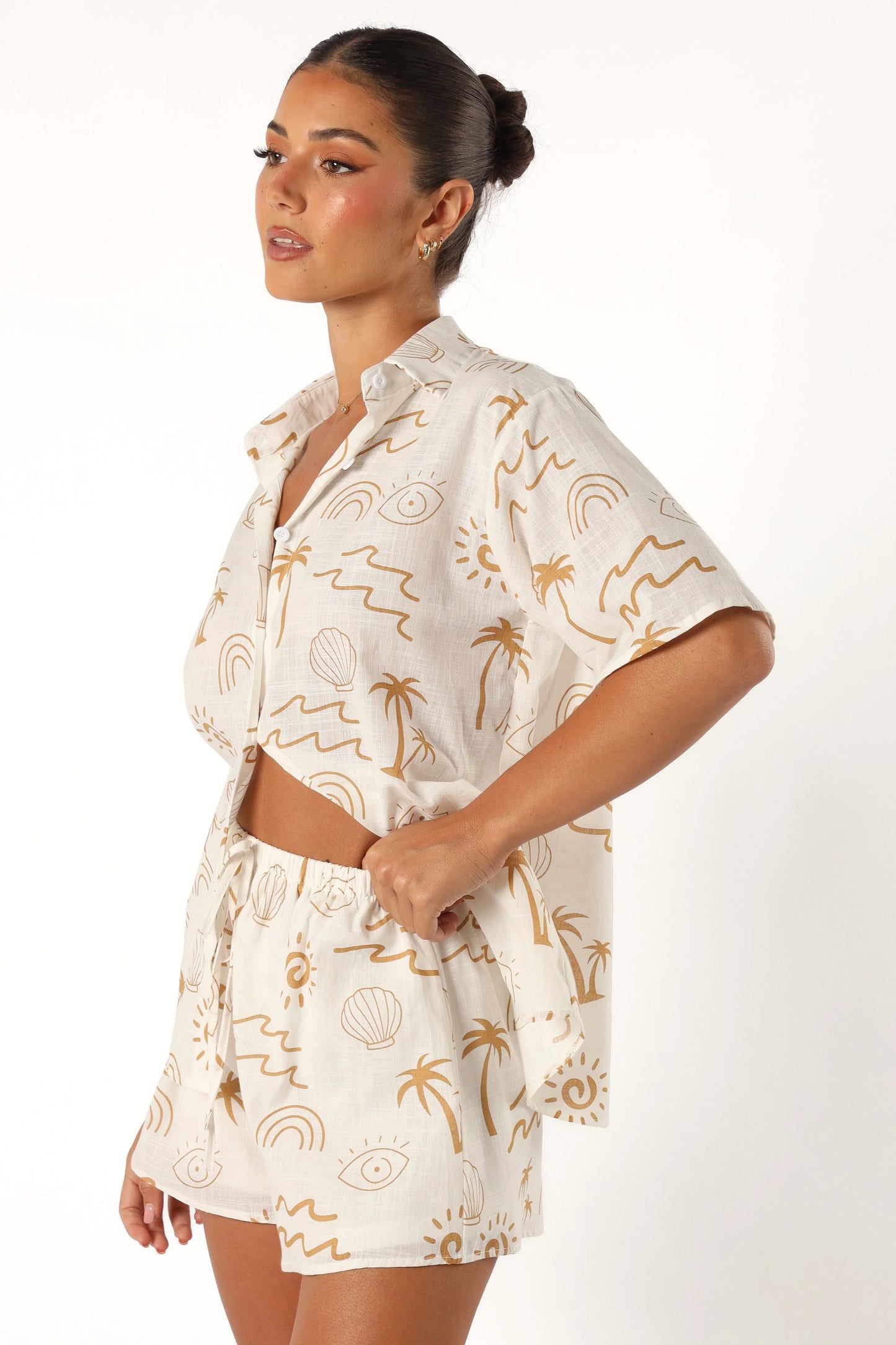 Tally Short Set - White Beige