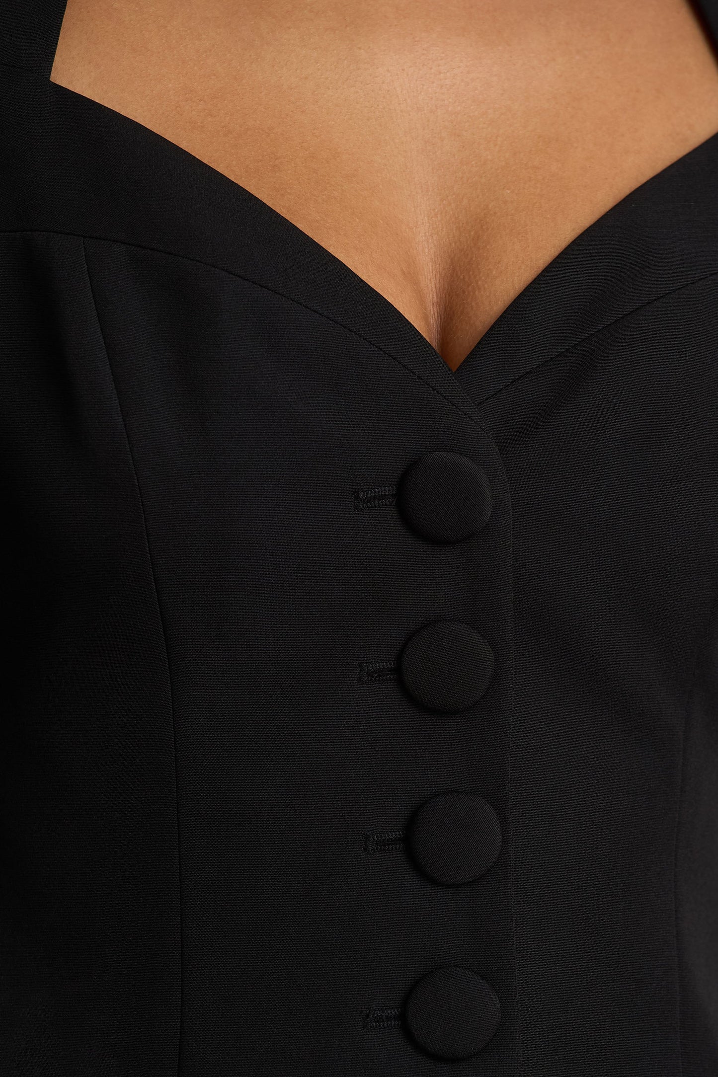 Olympia Black Sweetheart-Neck Tailored Top