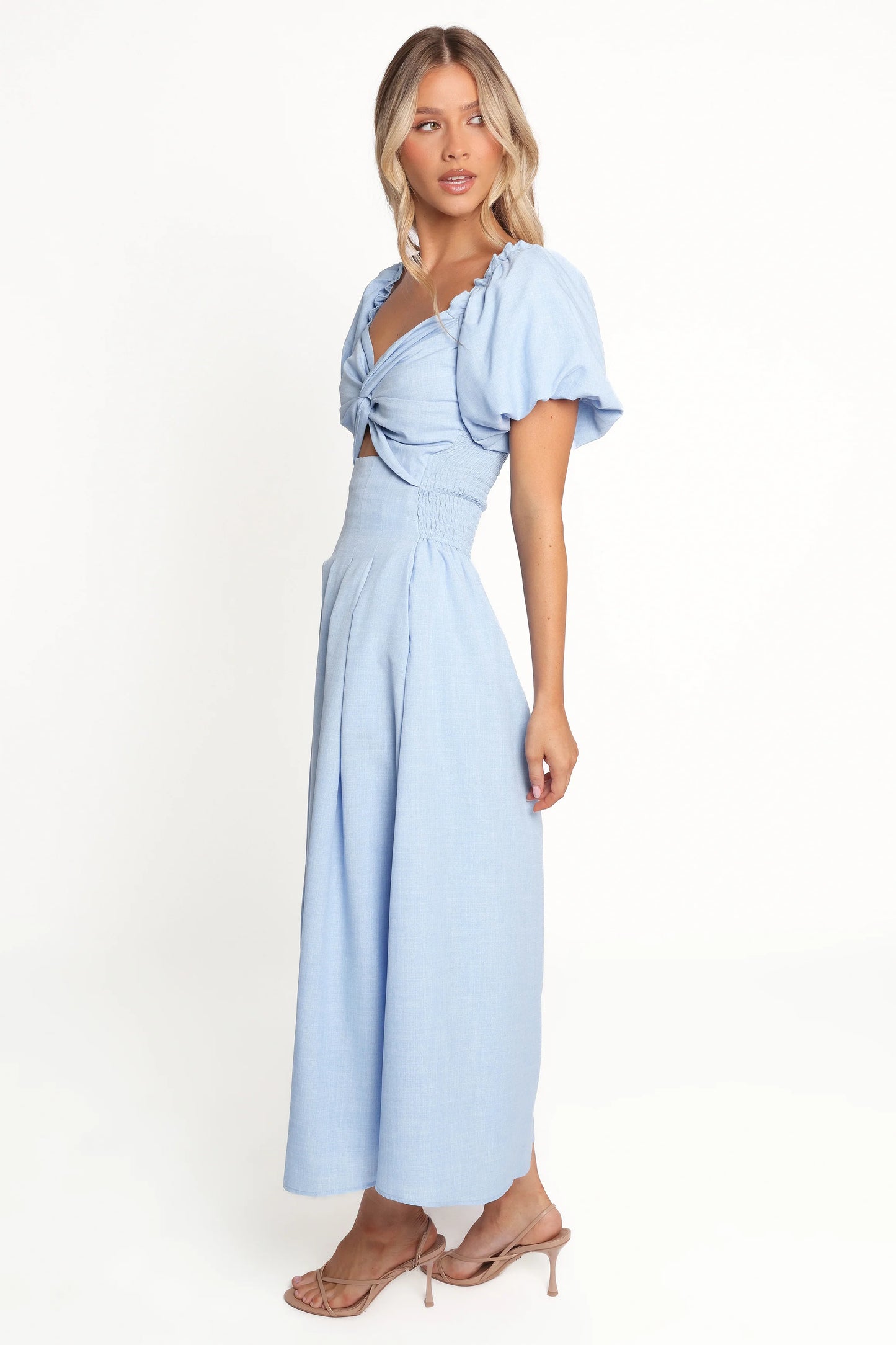 Cintra Puff Sleeve Maxi Dress - Blue