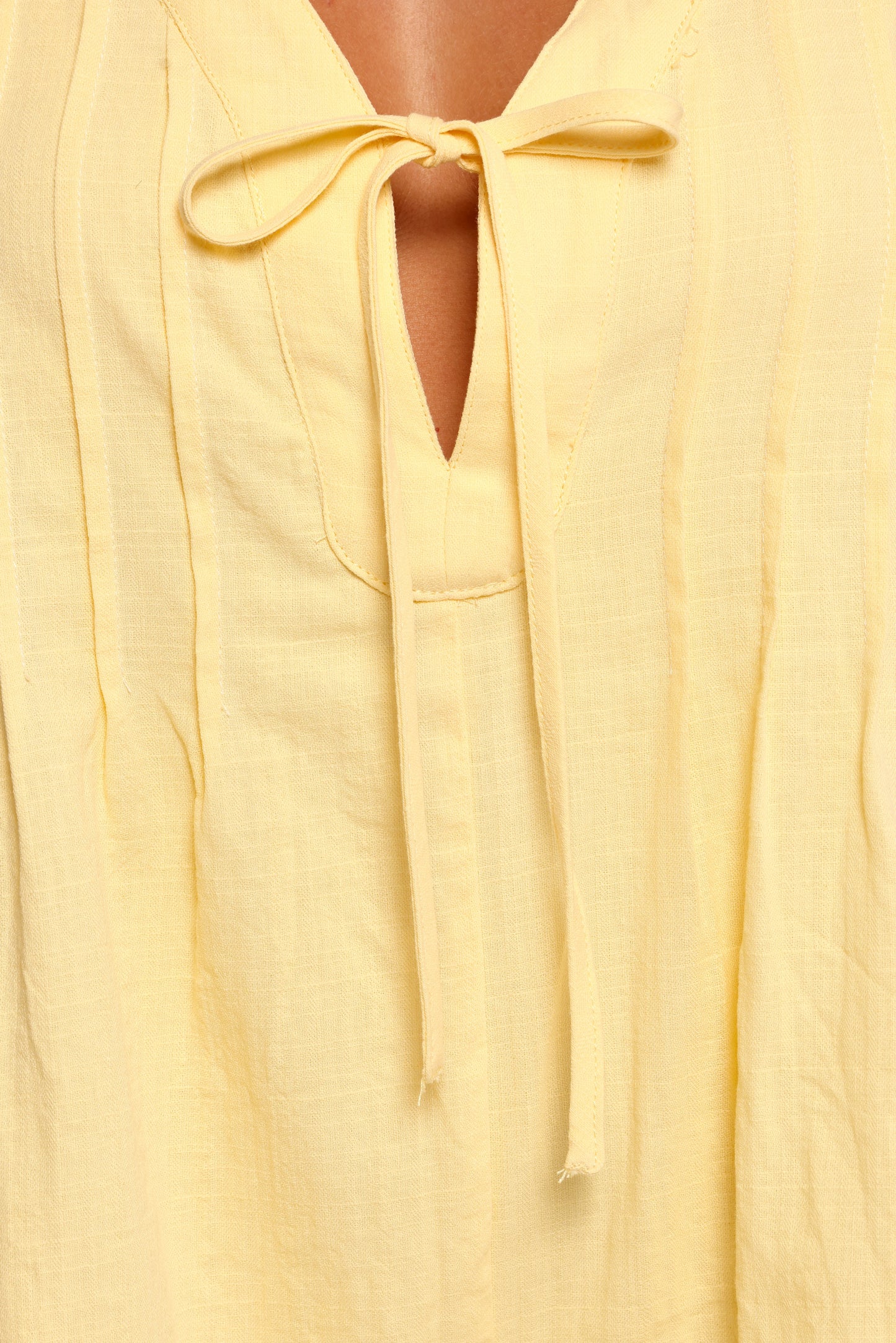 Kallie Tie Front Romper - Butter Yellow