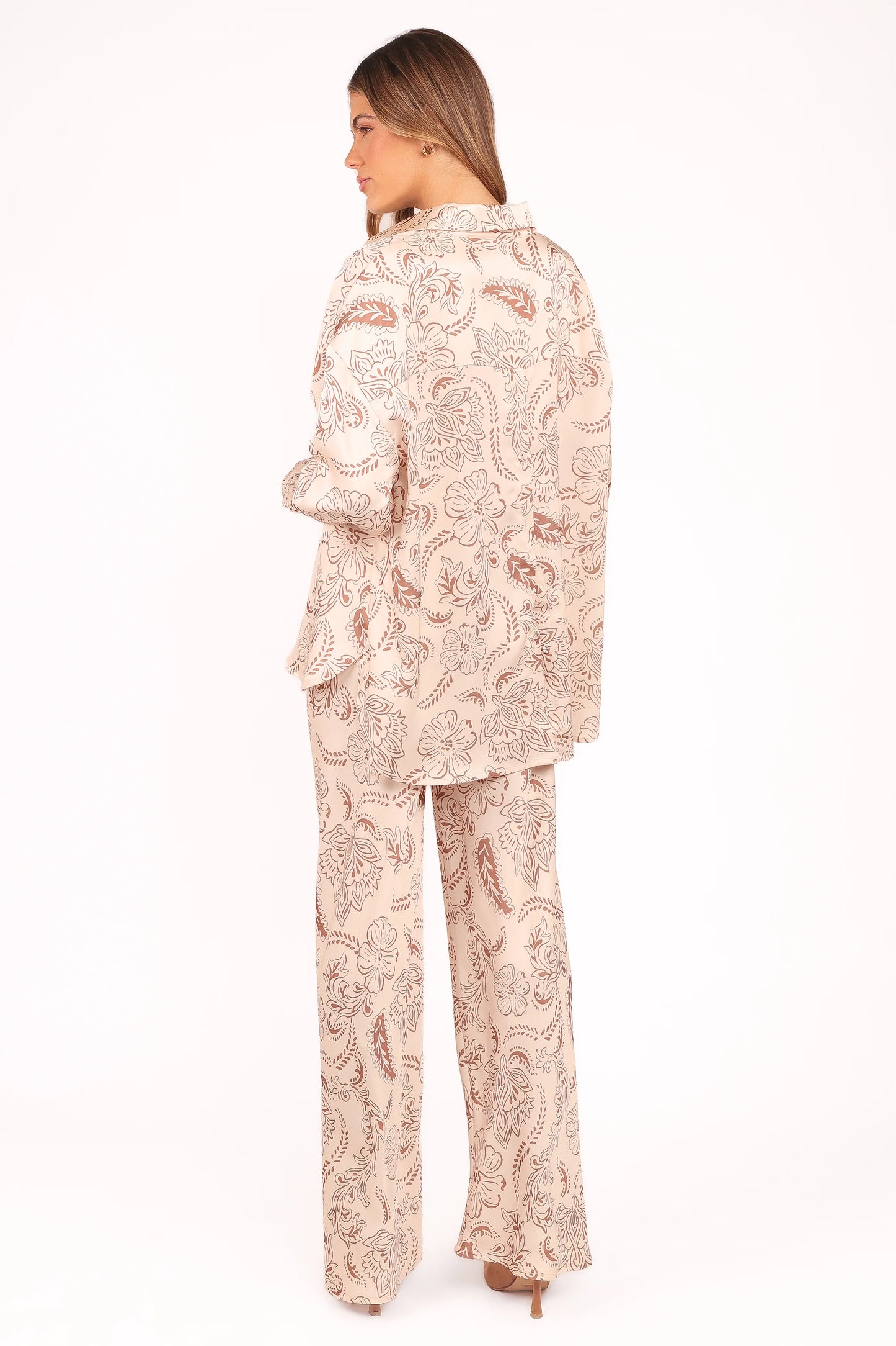 Rosalie Satin Pant - Brown Paisley