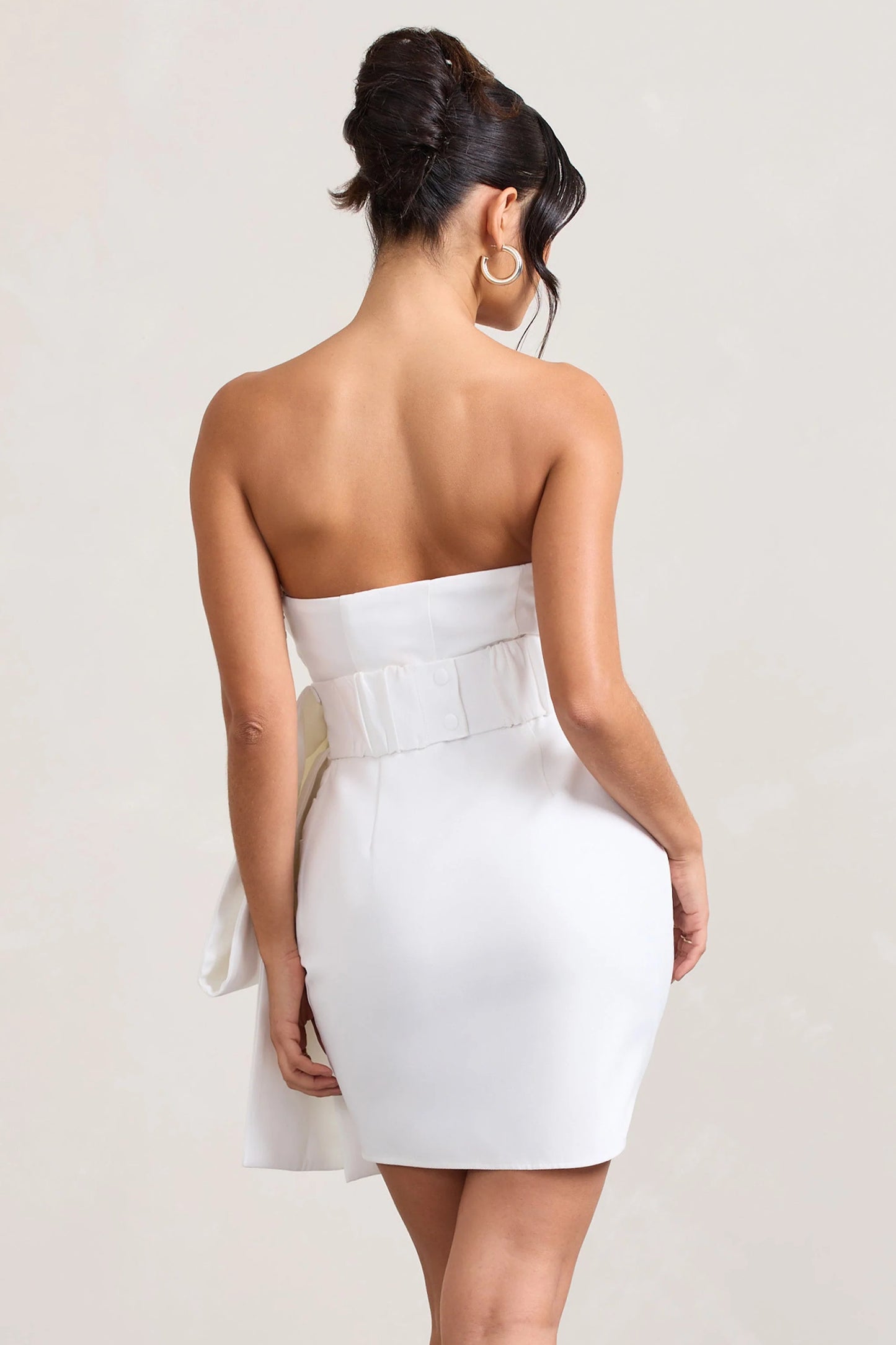 Winner White Bandeau Mini Dress With Oversized Bow