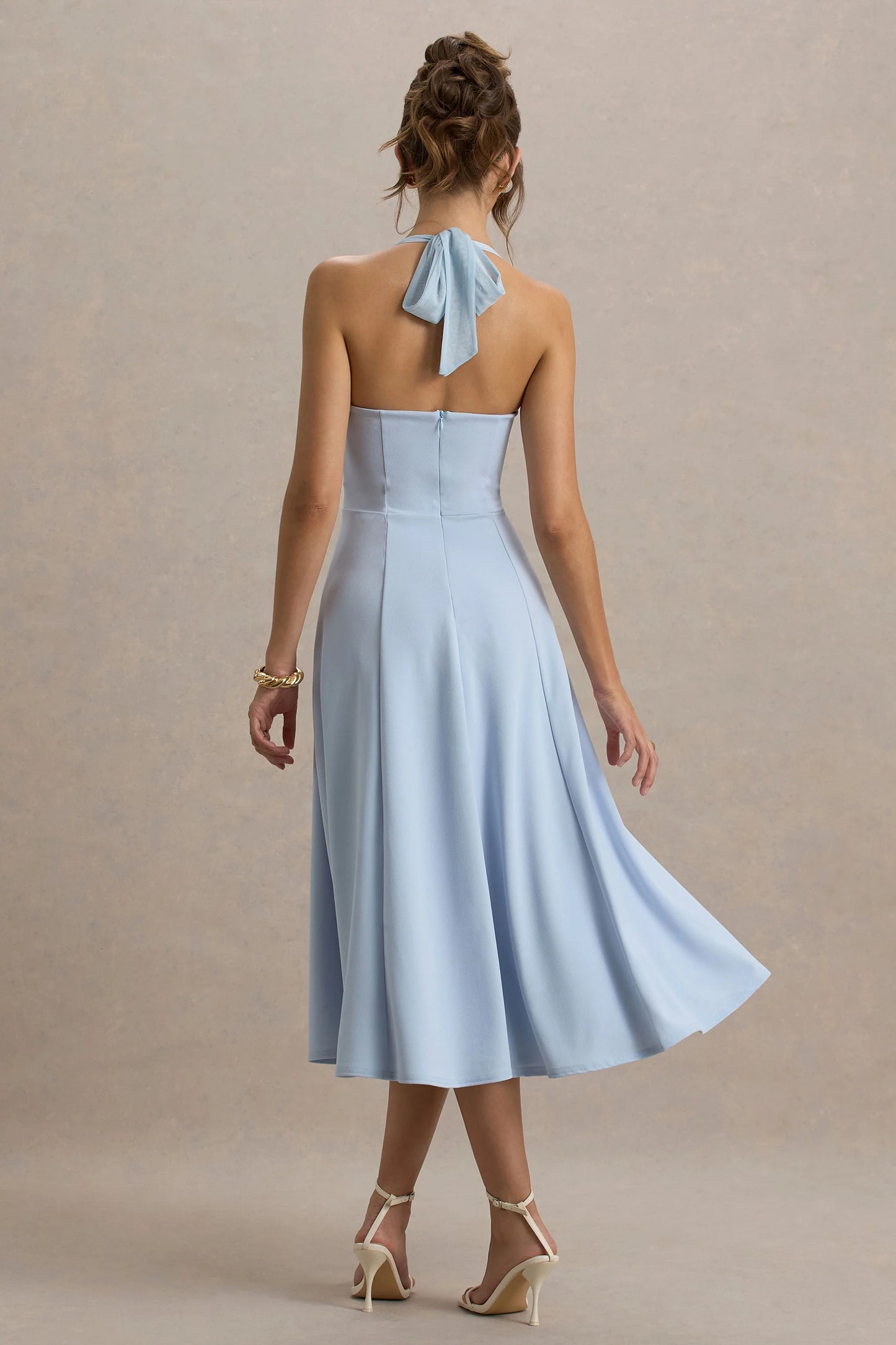 Auburn Powder Blue Halter-Neck Midi Dress