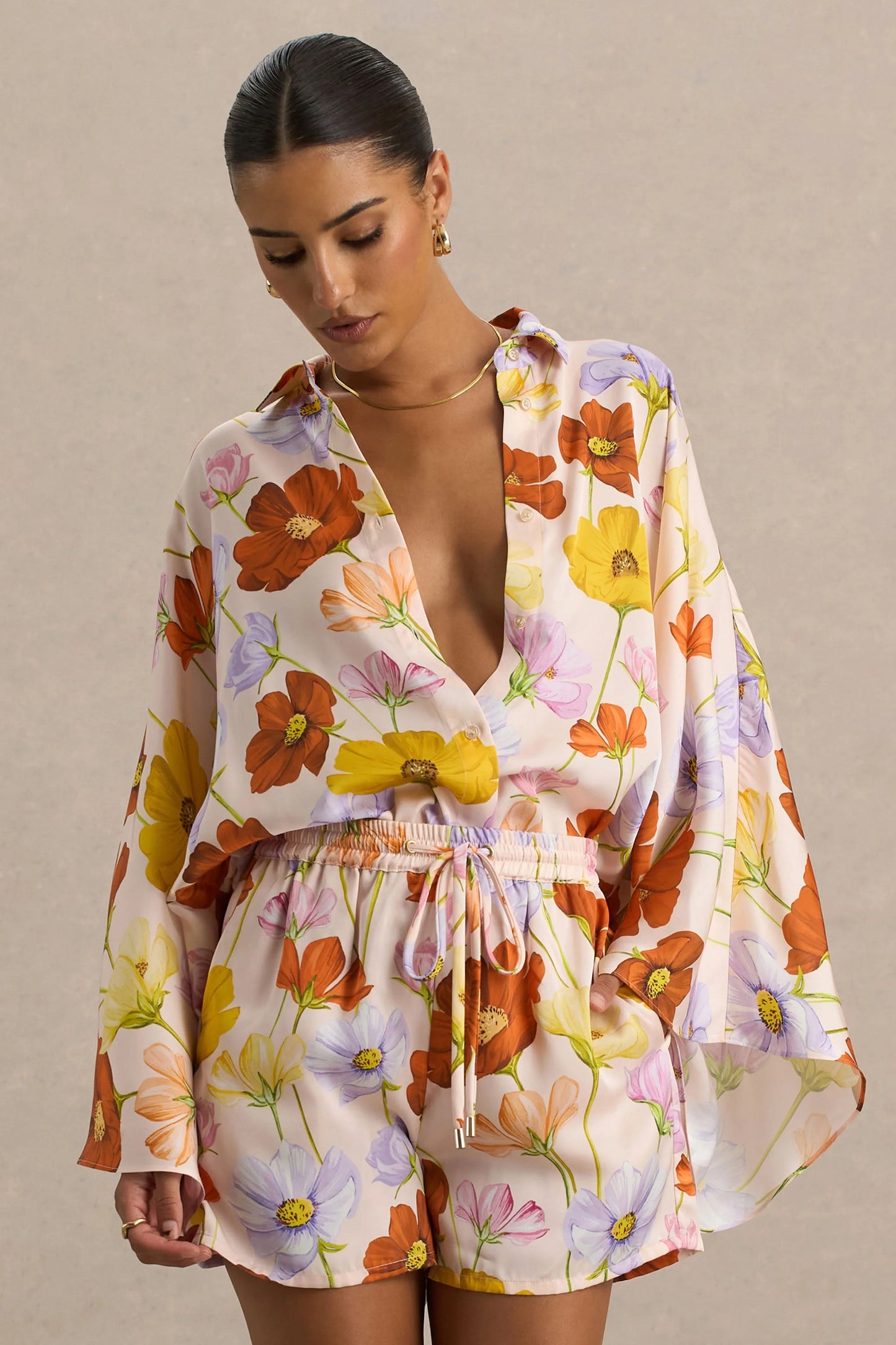 Lolite Bright Floral Print Long-Sleeve Shirt