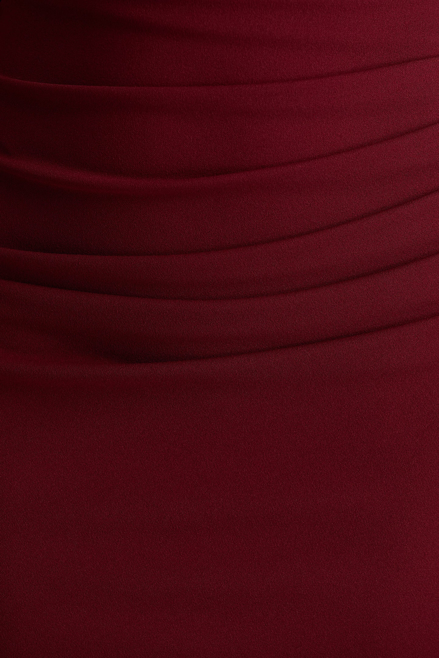 Leah Burgundy Asymmetric-Neck Midi Dress With Cape-Sleeve