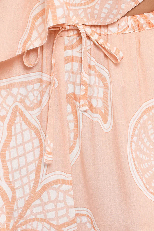Lira Tie Waist Pant - Peach Floral