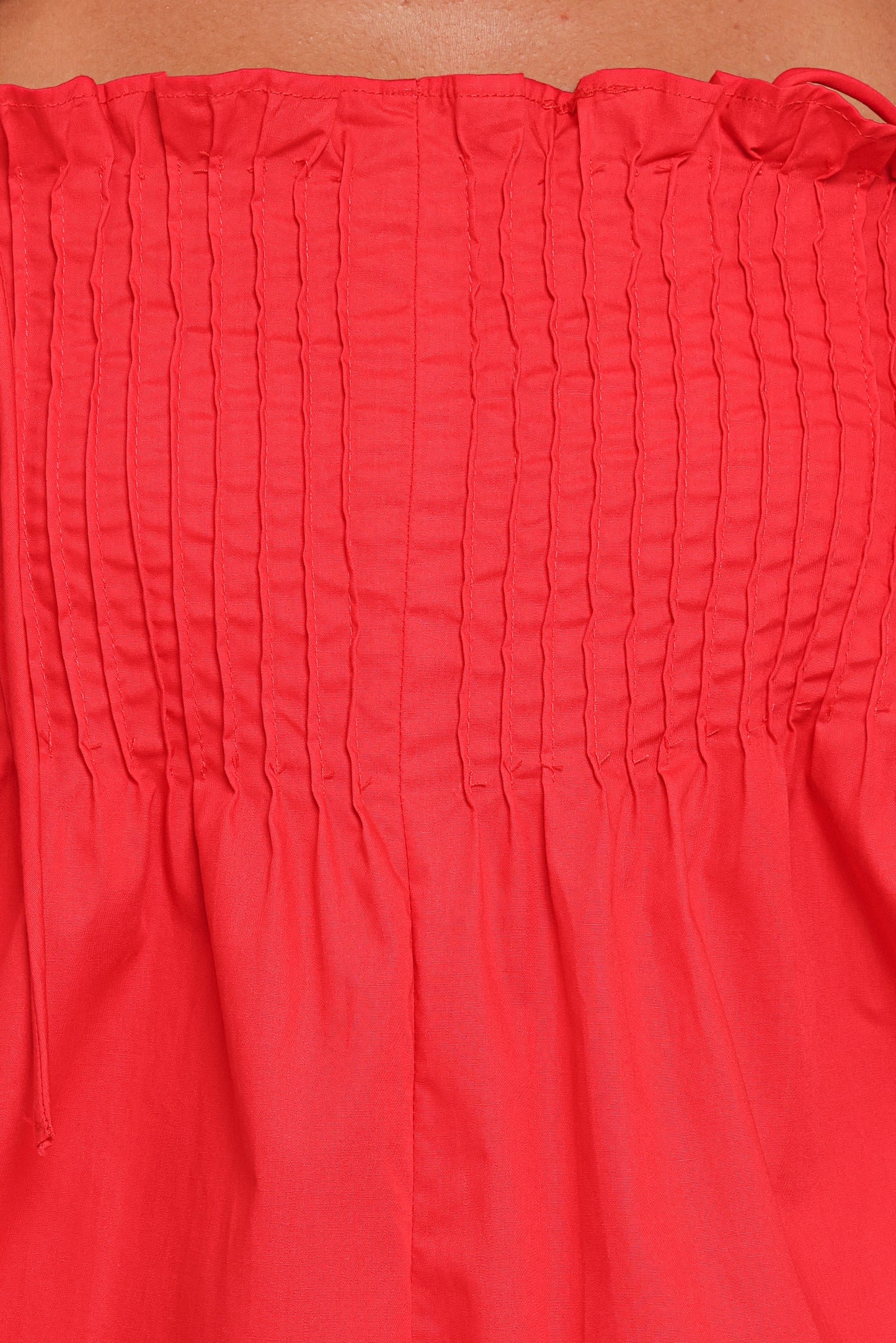 Liora Pleated Romper - Red