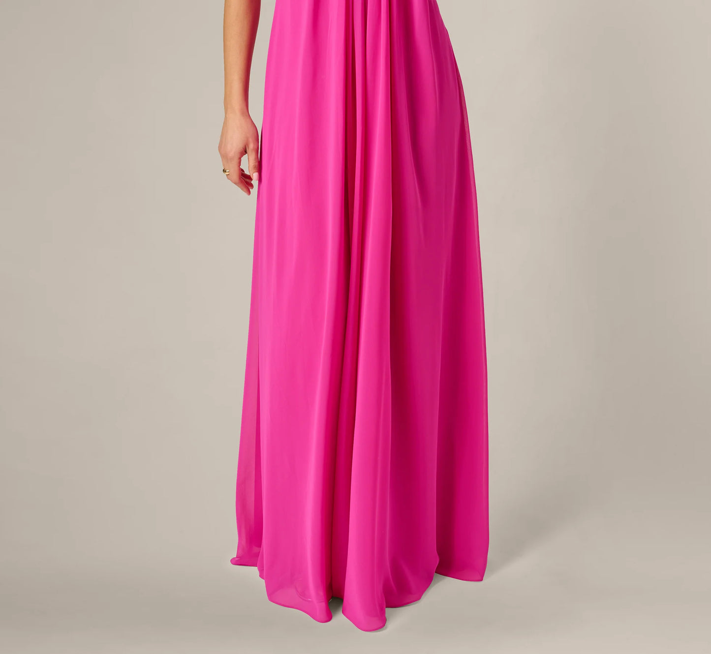 Strapless Chiffon Trapeze Gown In Pink Flame