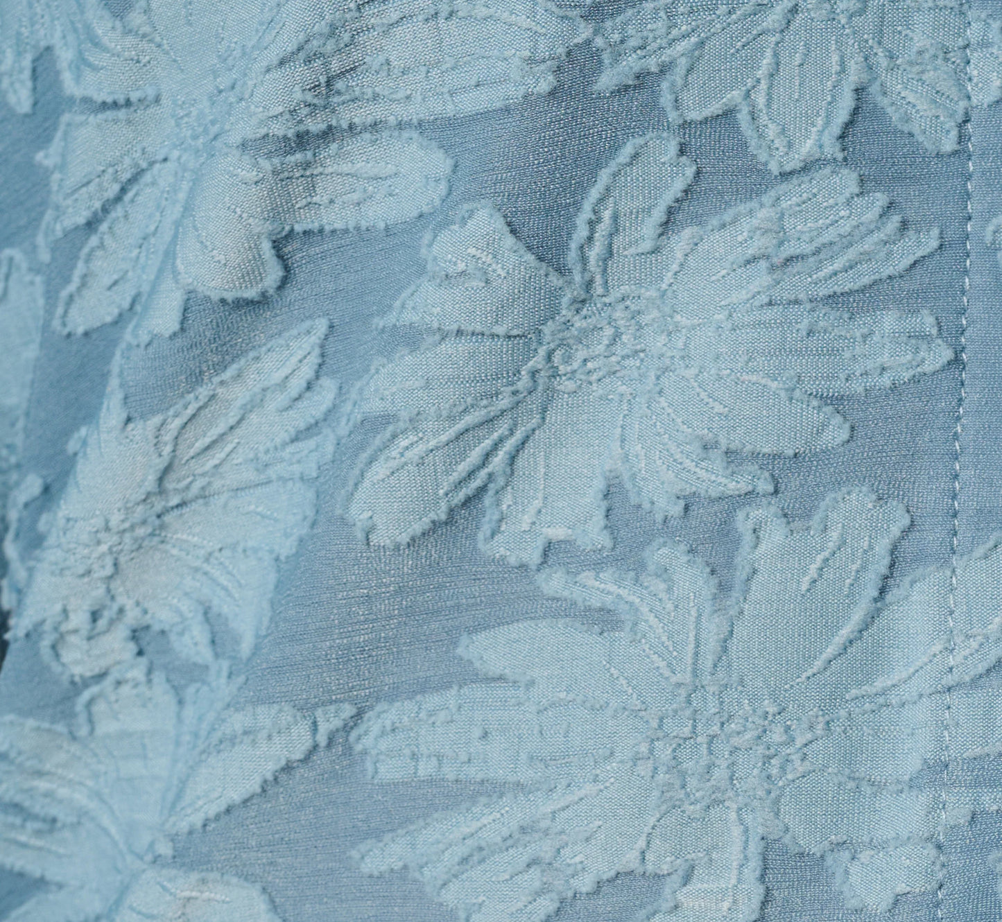 Long Sleeve Semisheer Burnout Floral Blouse In Stone Blue