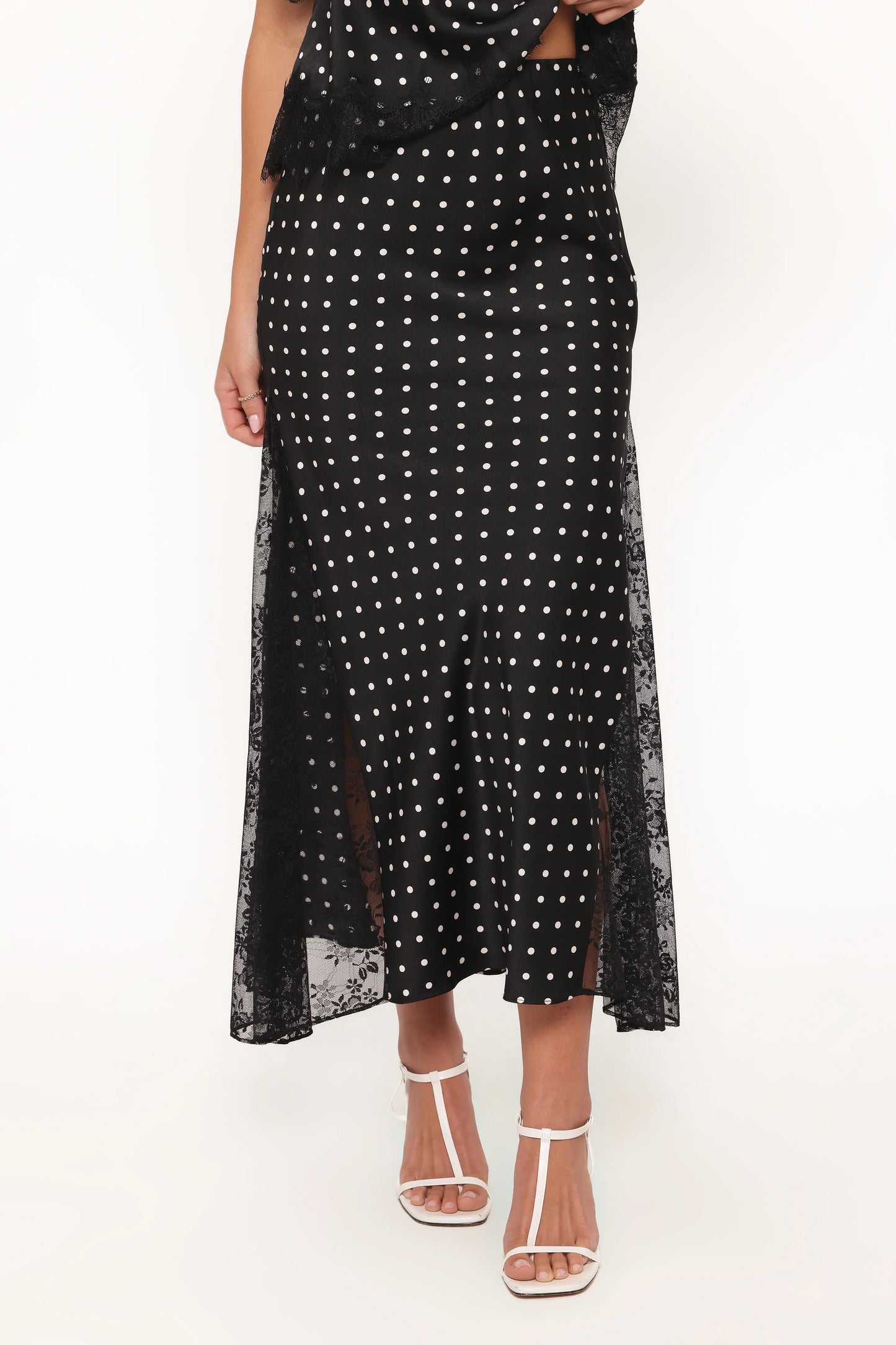 Ailbhe Lace Skirt - Black Polka Dot