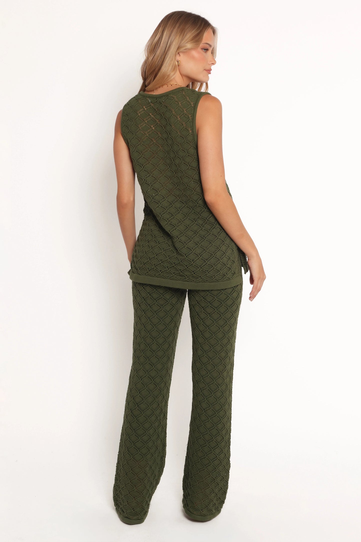 Fefe Textured Knit Pants - Olive