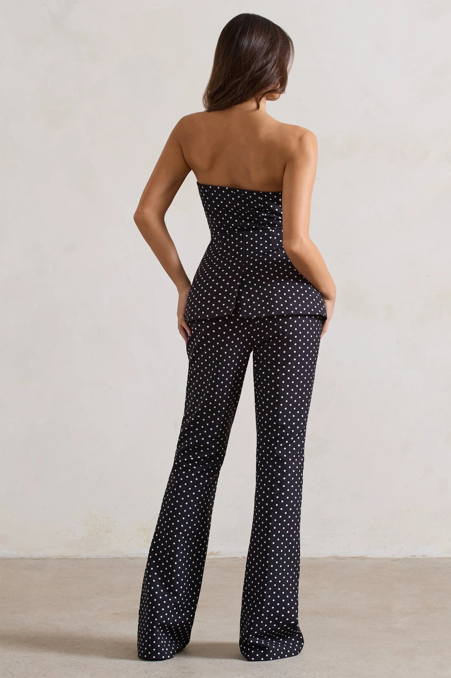 Kehlani Black Polka Dot High Waist Wide Leg Trousers
