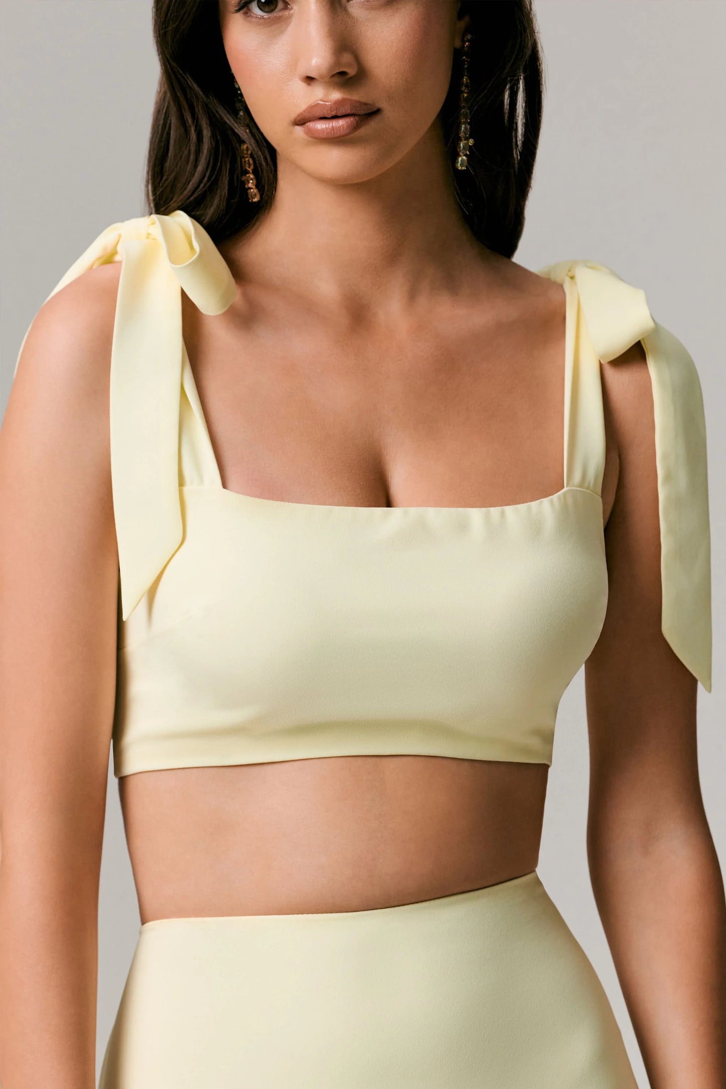 Elodie Lemon Tie-Strap Crop Top