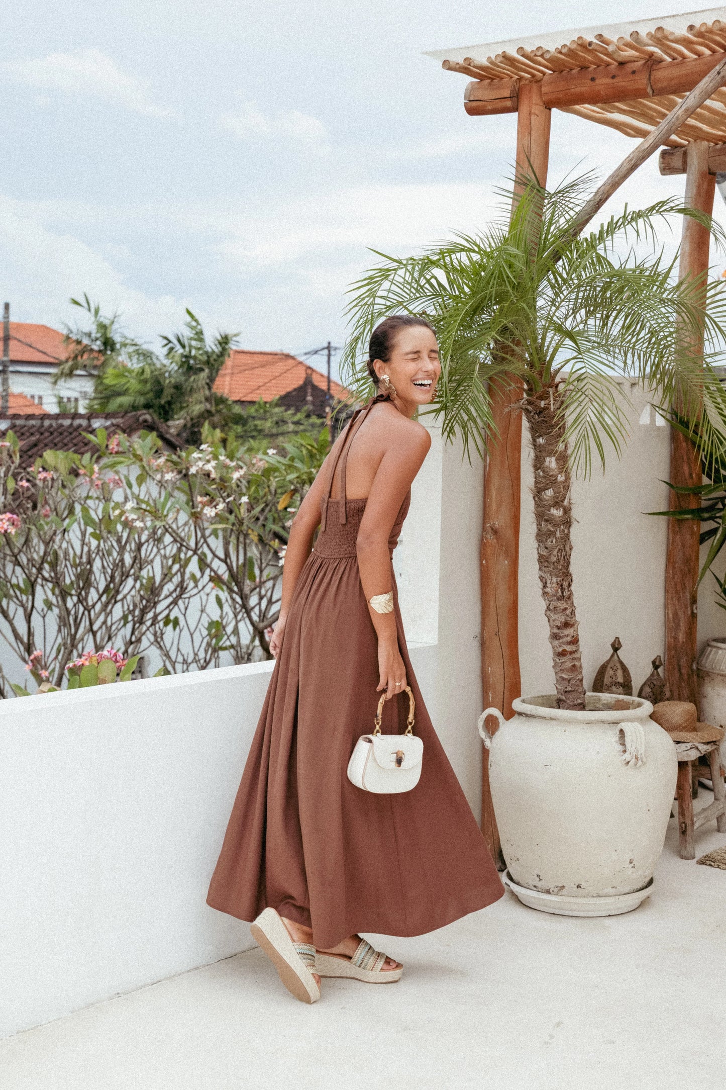 Marie Halterneck Maxi Dress - Chocolate