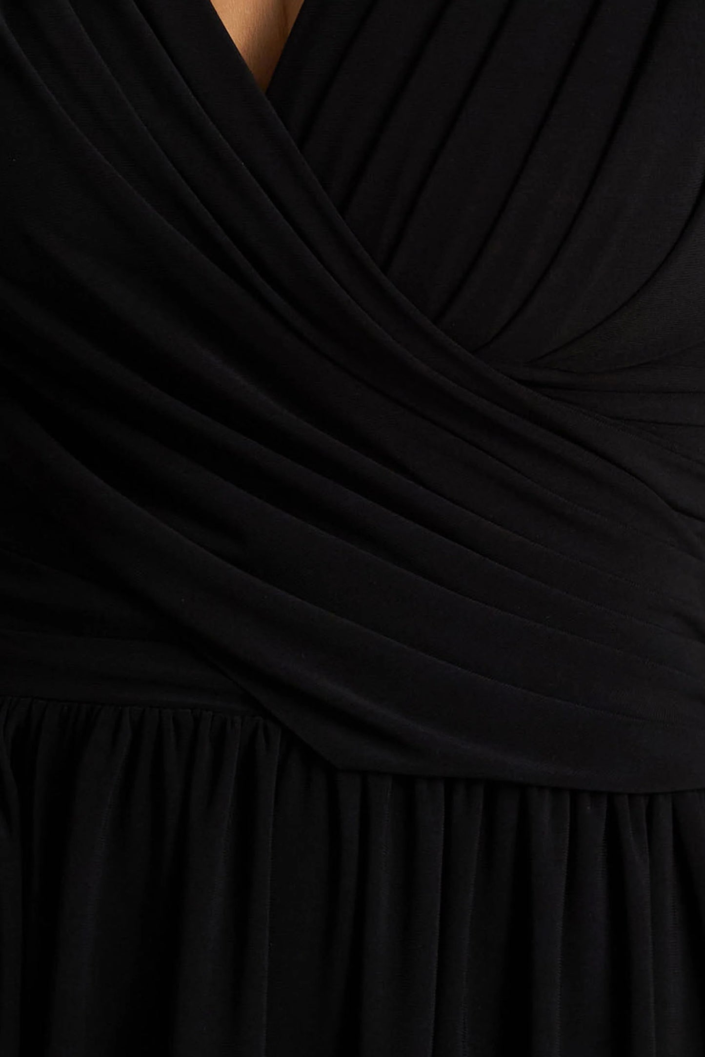 Alexis Black Plunge-Neck Midi Dress With Draped And Ruched Detailing