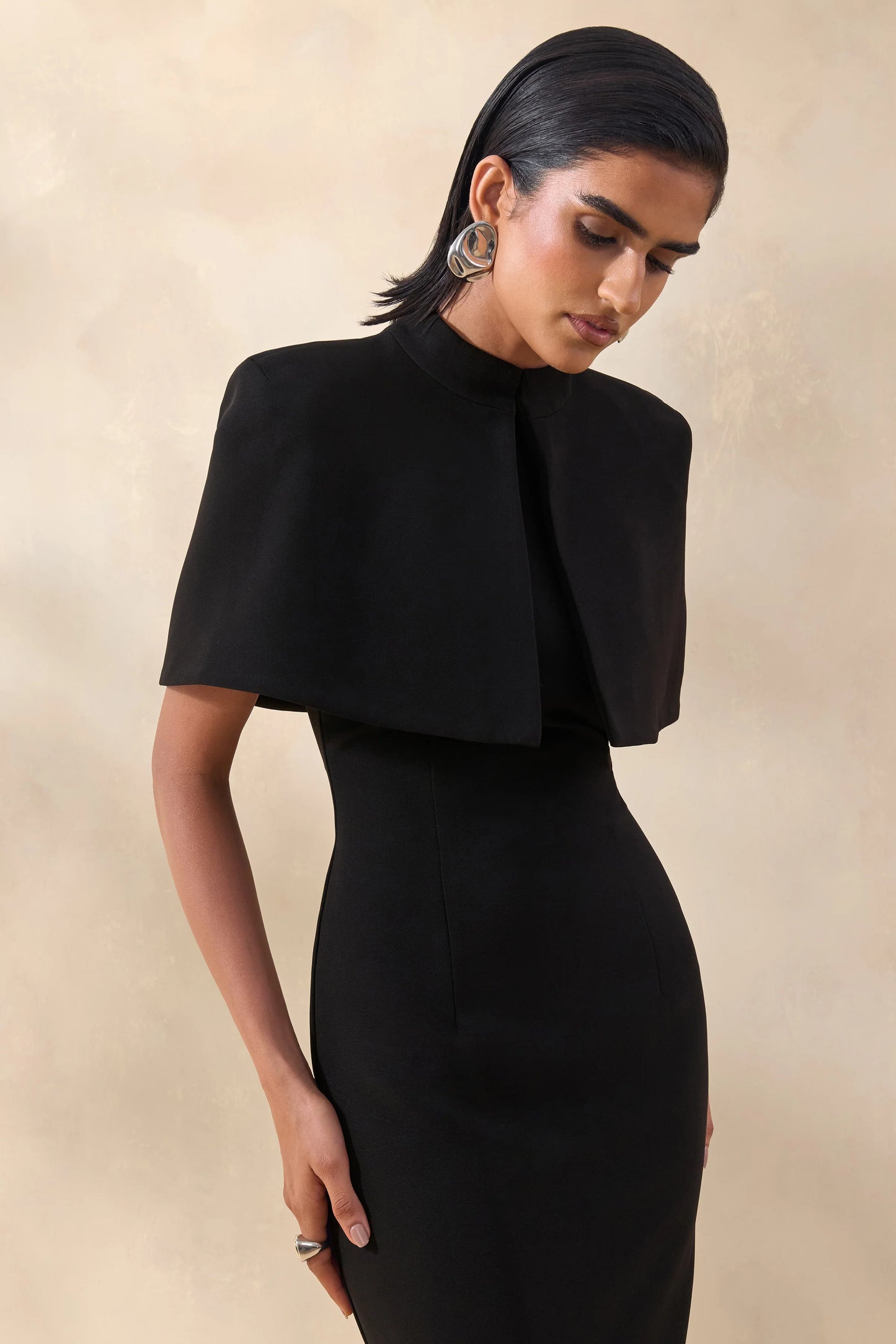 Deva Black High-Neck Cape