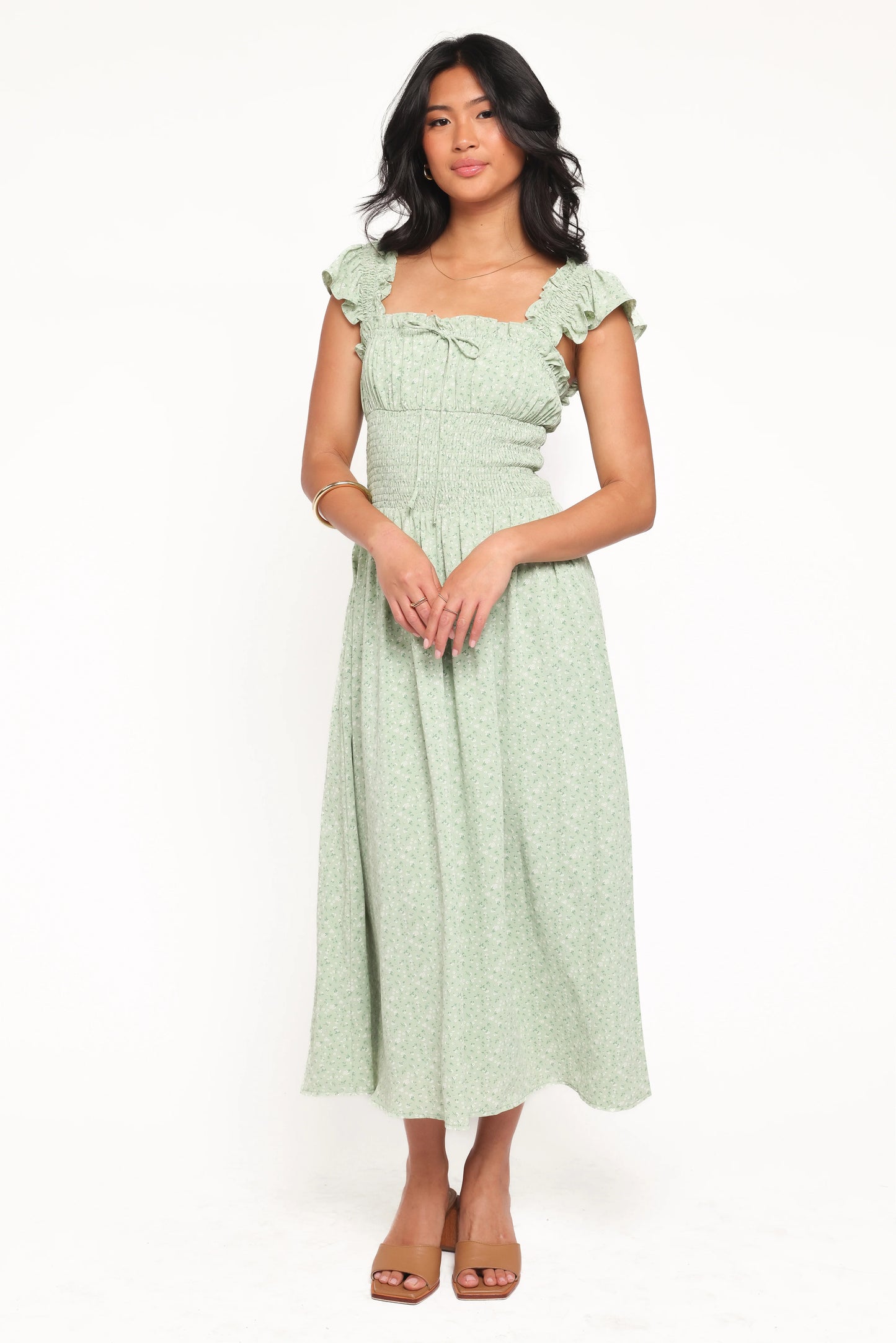 Bronte Midi Dress - Green Floral