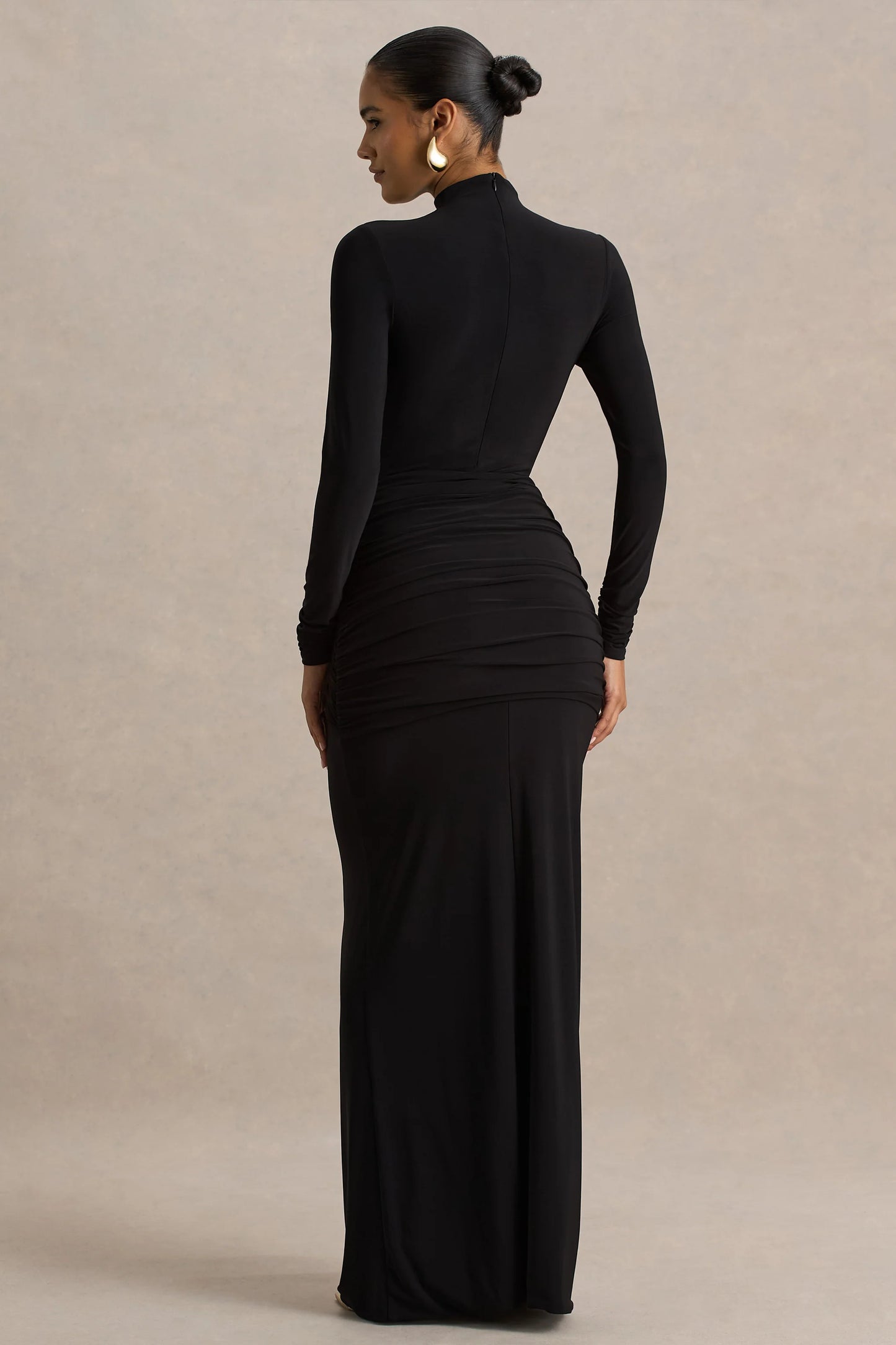 Alula Black High-Neck Maxi Dress With Twist Detail