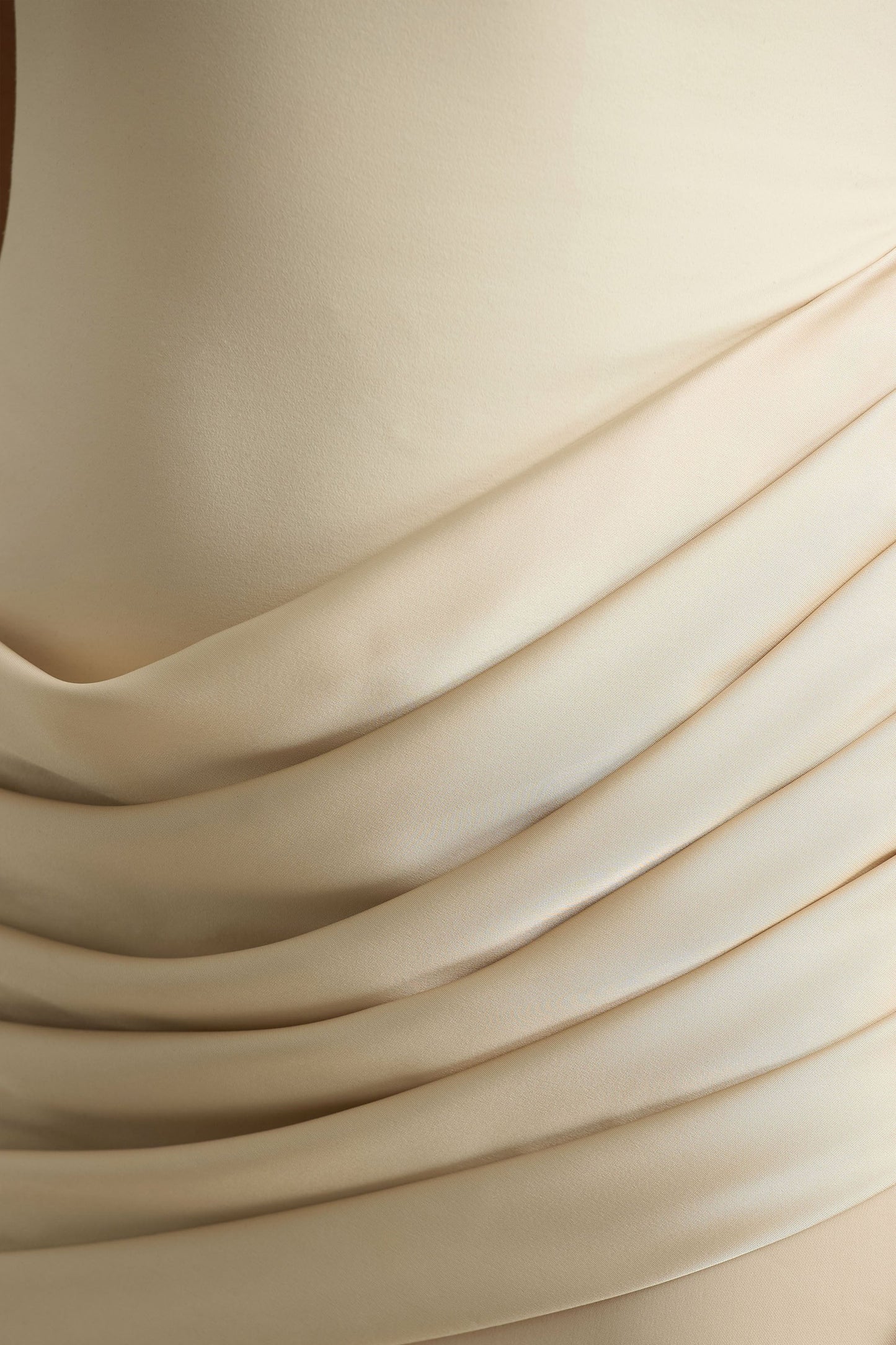 Akari Cream Crew-Neck Maxi Dress With Satin Skirt