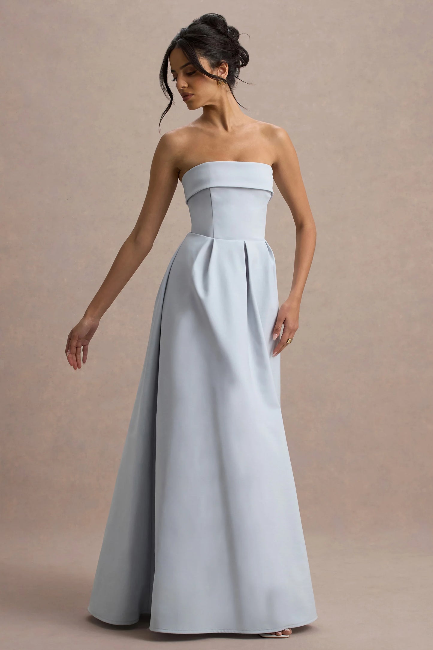 Maddalena Powder Blue Bandeau Skater Maxi Dress