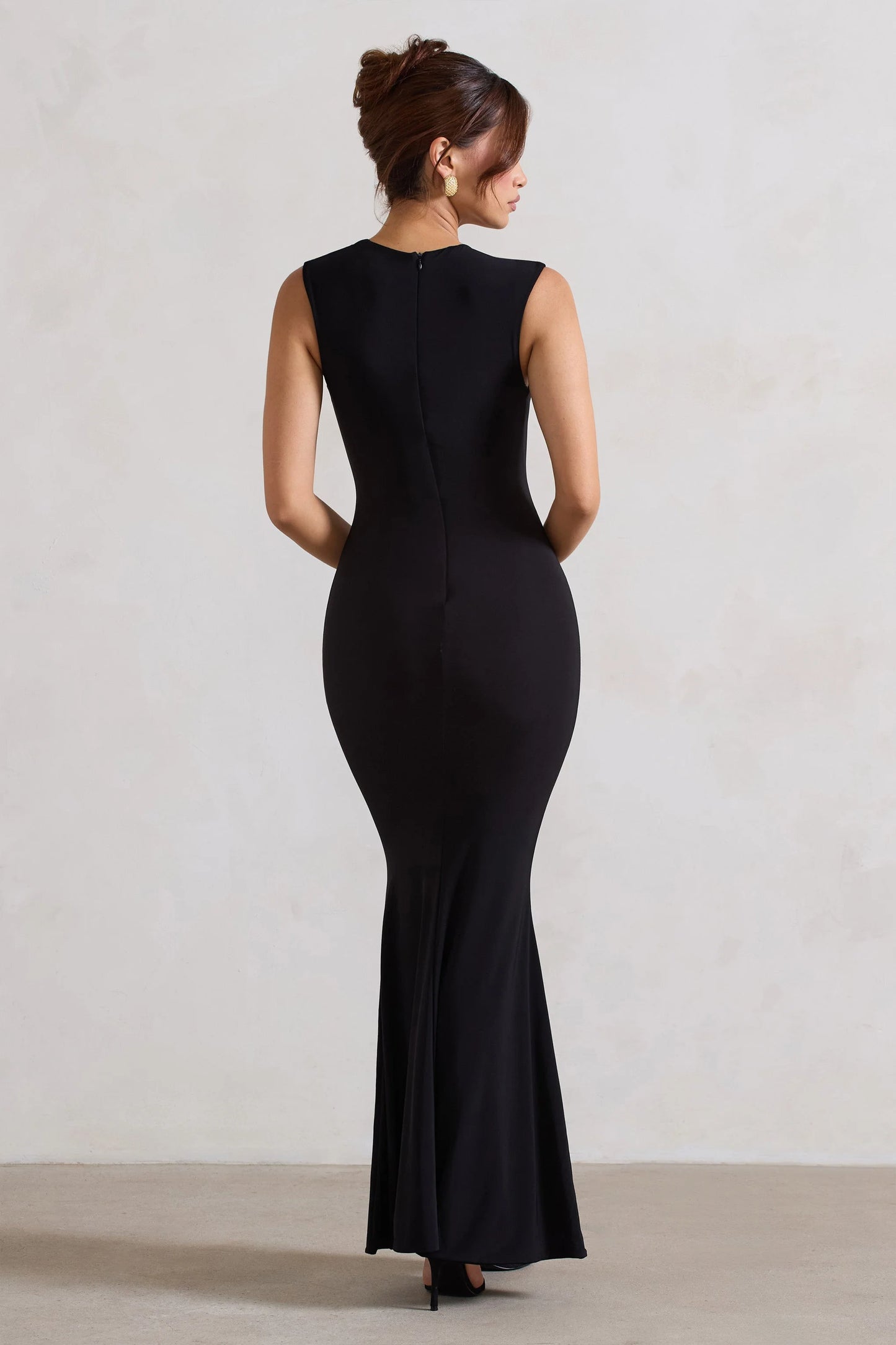 Behind The Scenes Black Sleeveless Cut-Out Maxi Dress
