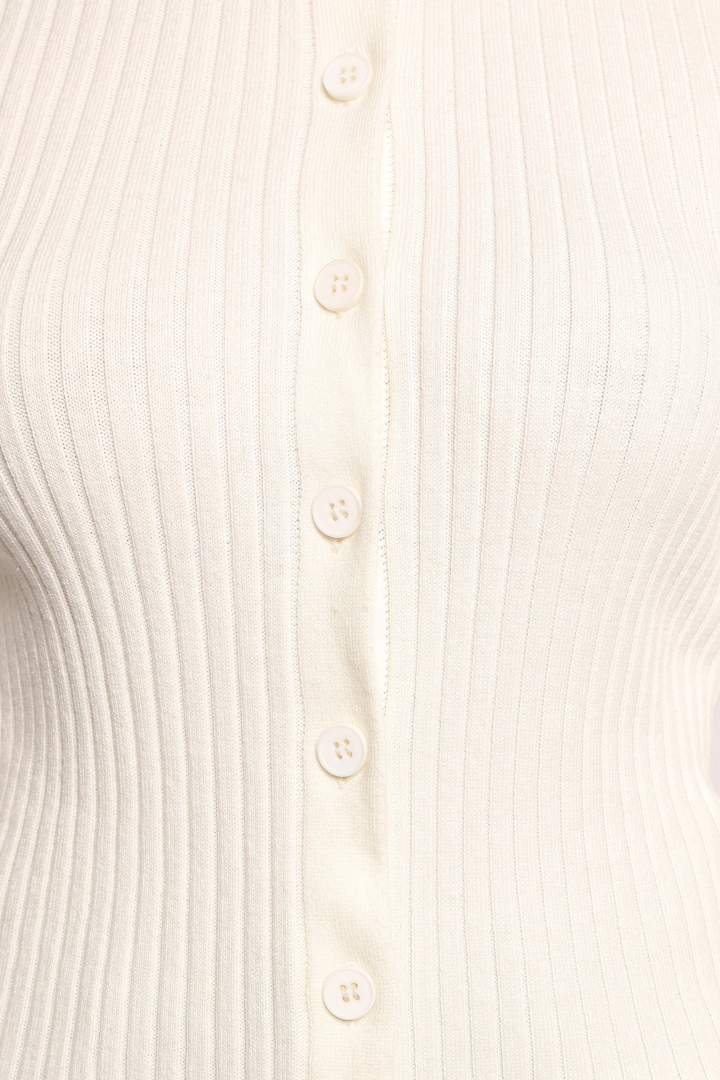 Searie Ribbed Cardigan Top - Cream