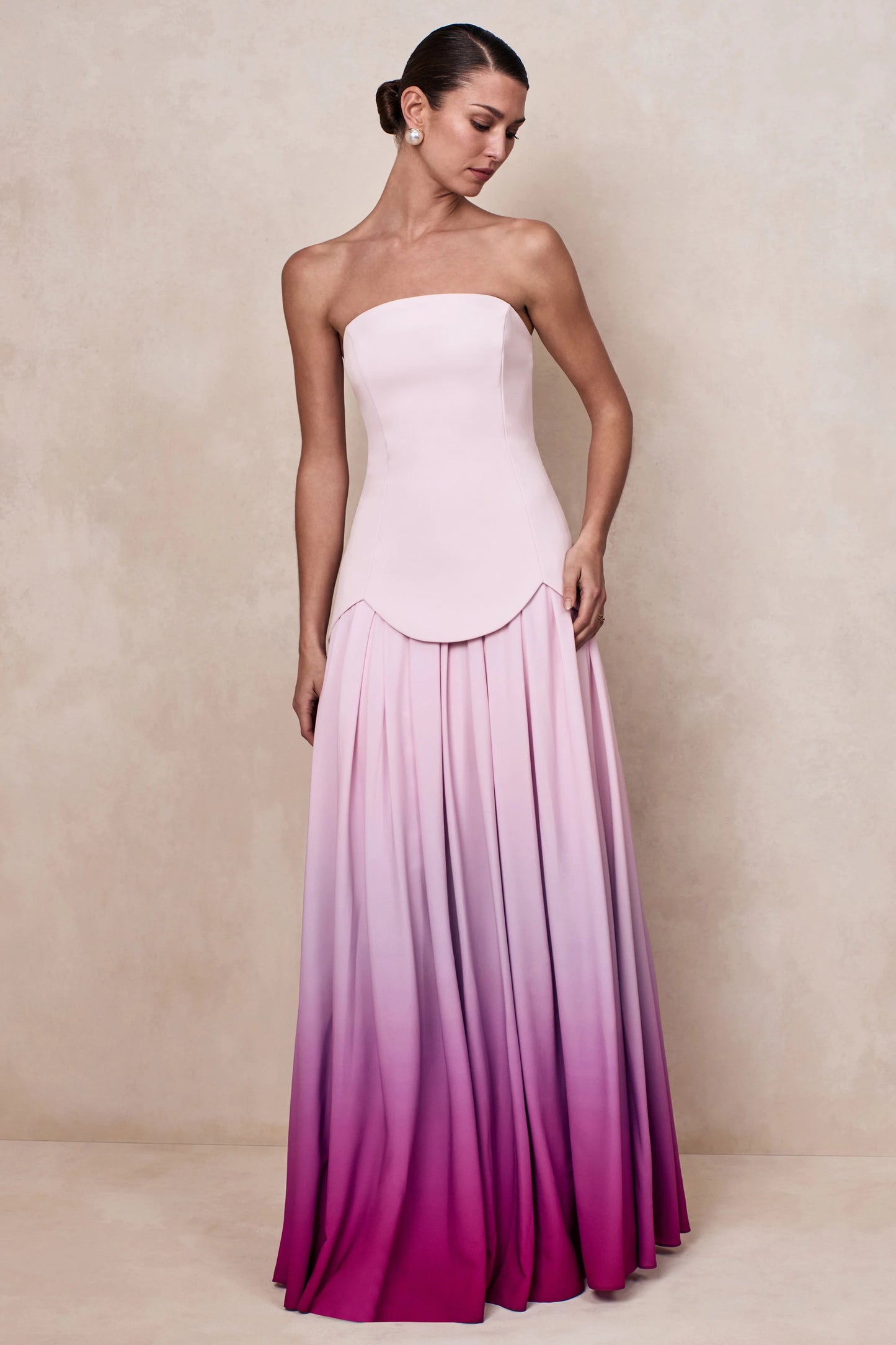 Nia Pink Ombre Bandeau Maxi Dress