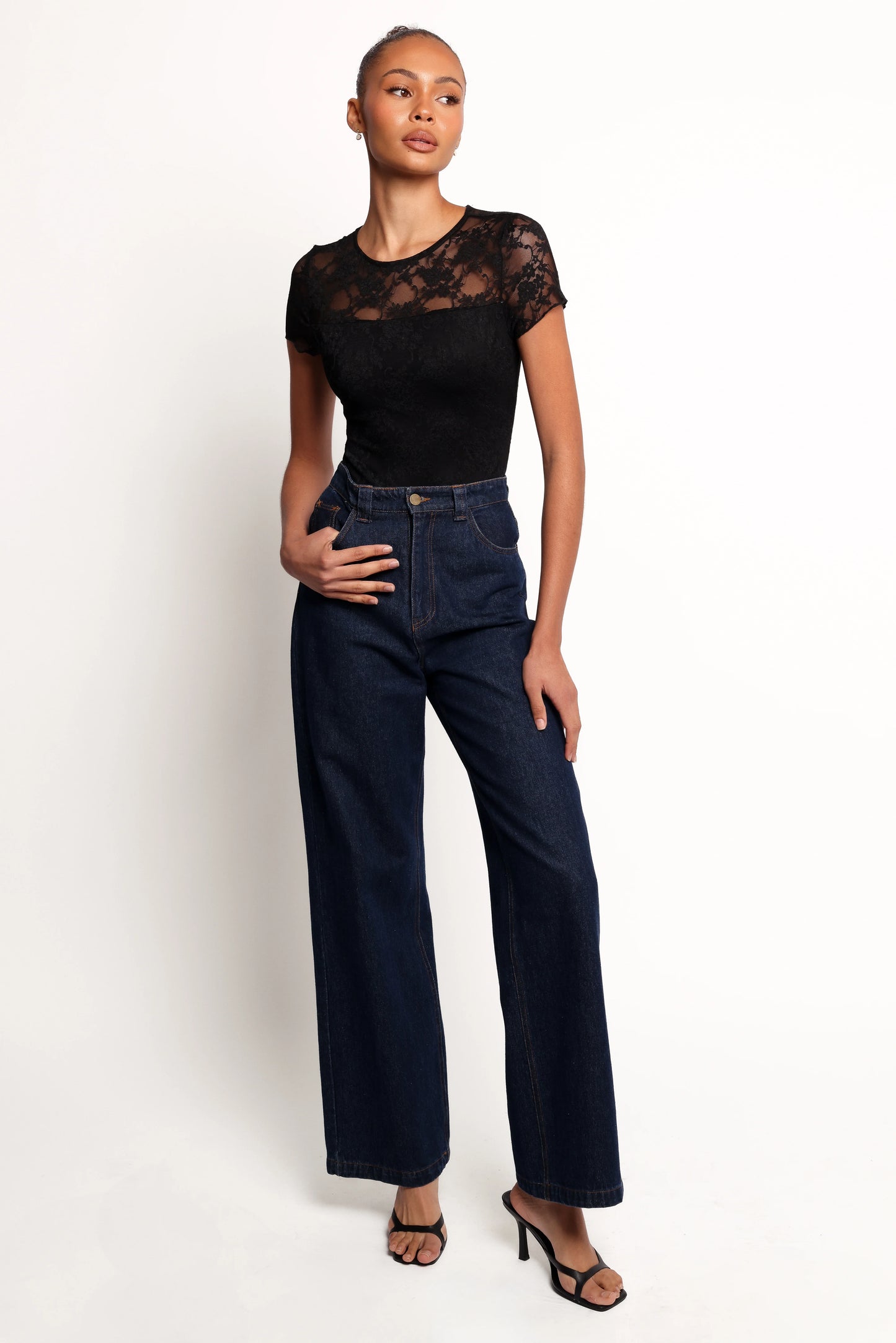 Ziva Lace Overlay Bodysuit - Black