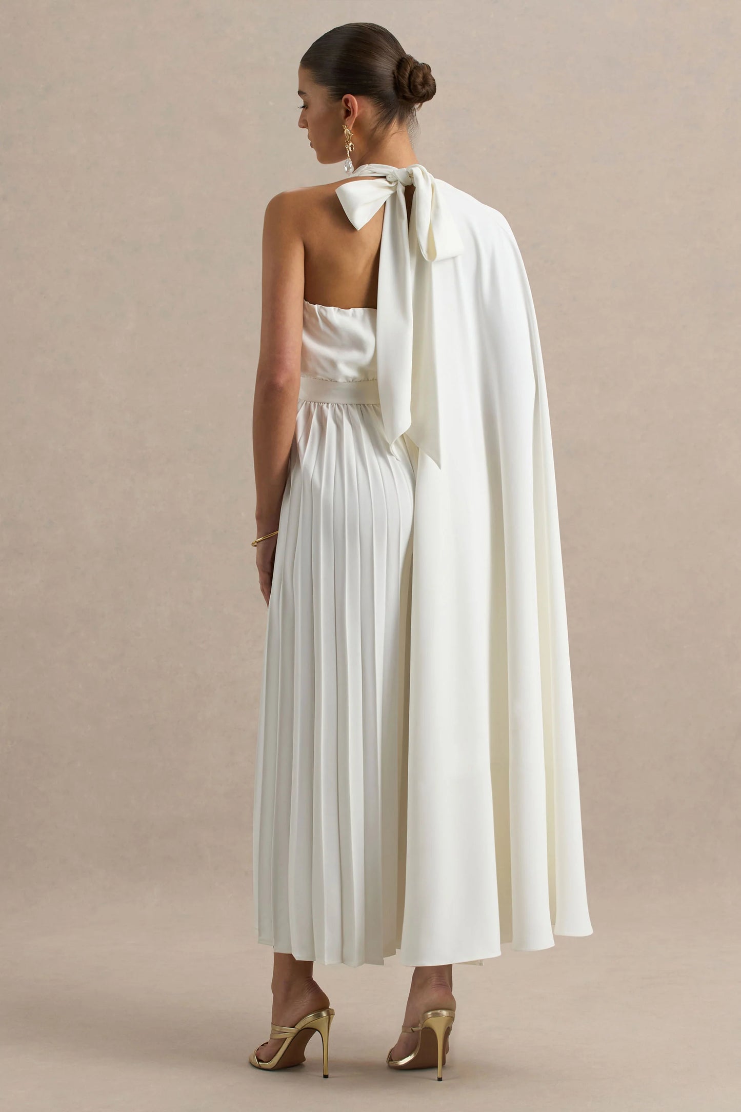 Paradise White Cape-Sleeve Jumpsuit