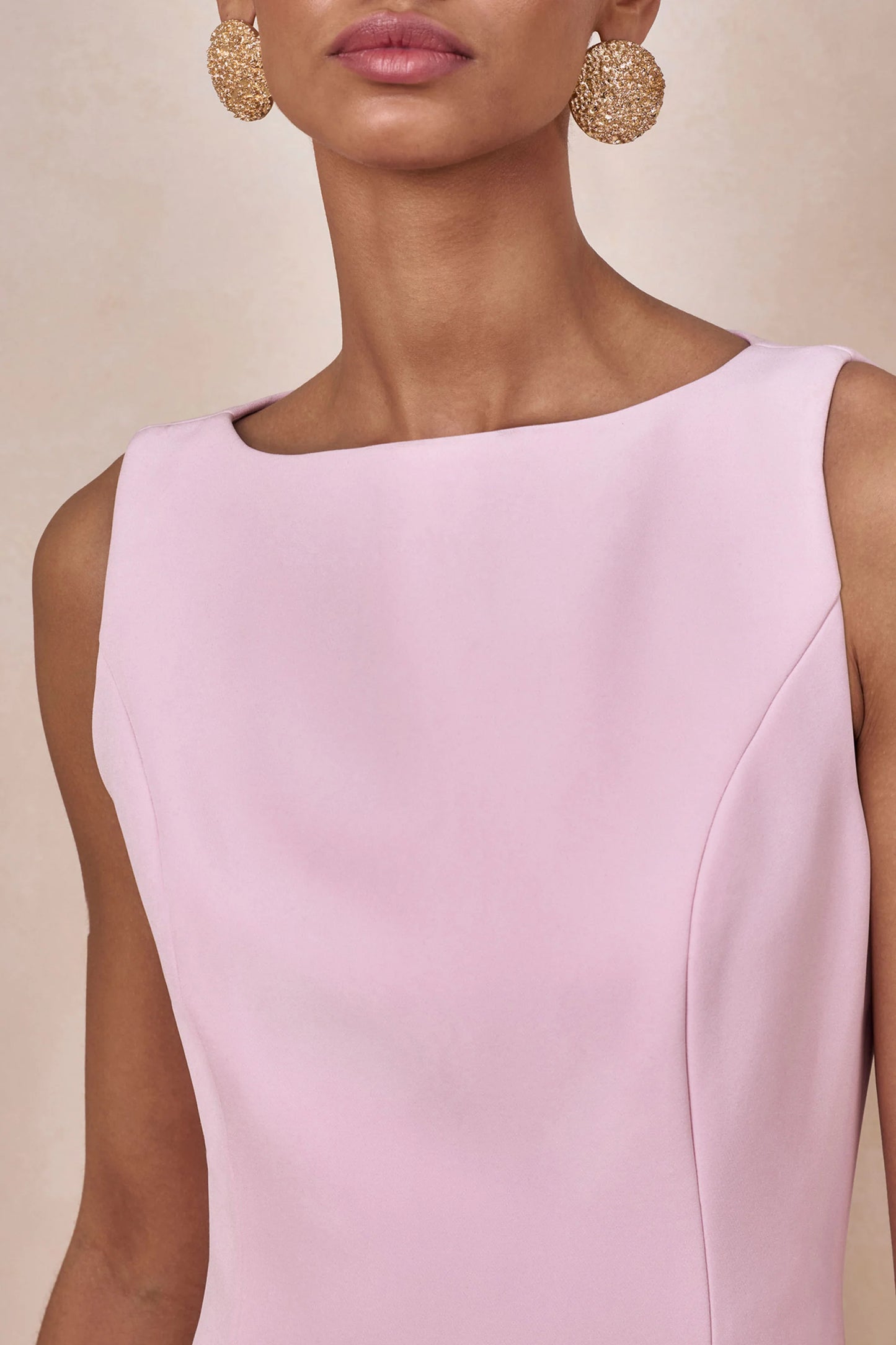 Hadley Light-Pink Boat-Neck Maxi Dress With Drop-Waist
