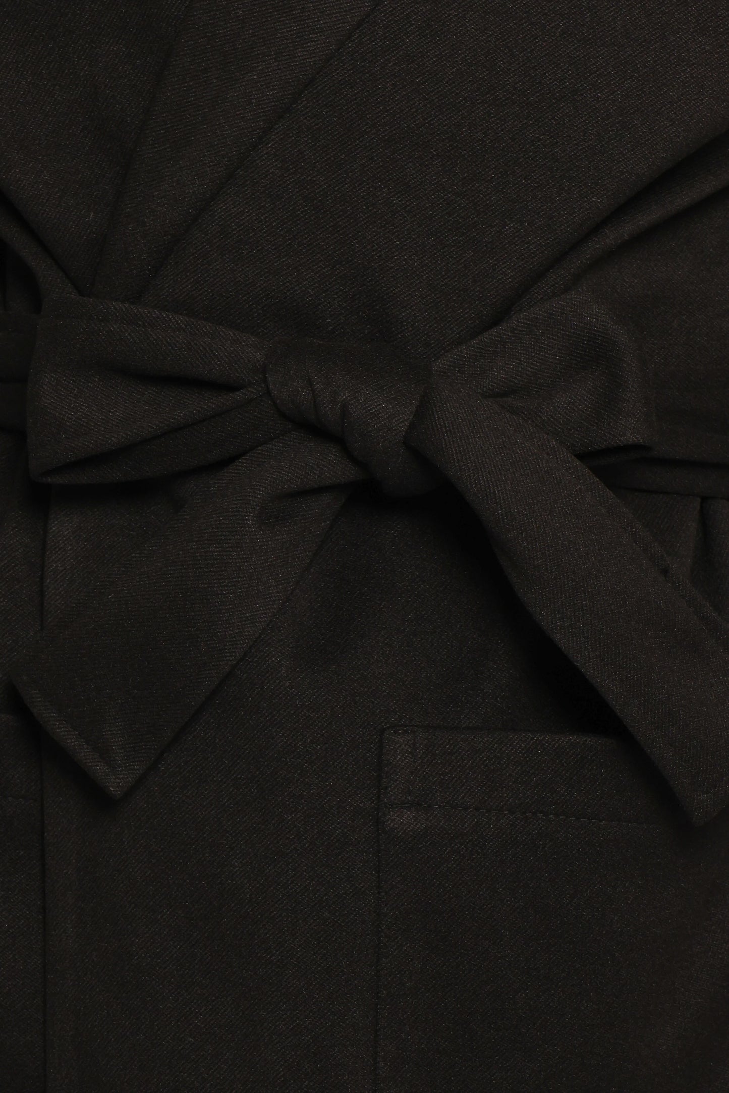 Kloss Tie Front Long Coat - Black