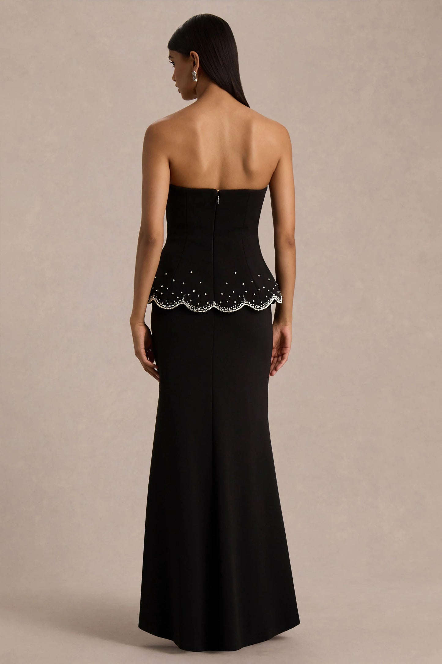 Robin Black Hand-Embellished Strapless Corset Maxi Dress