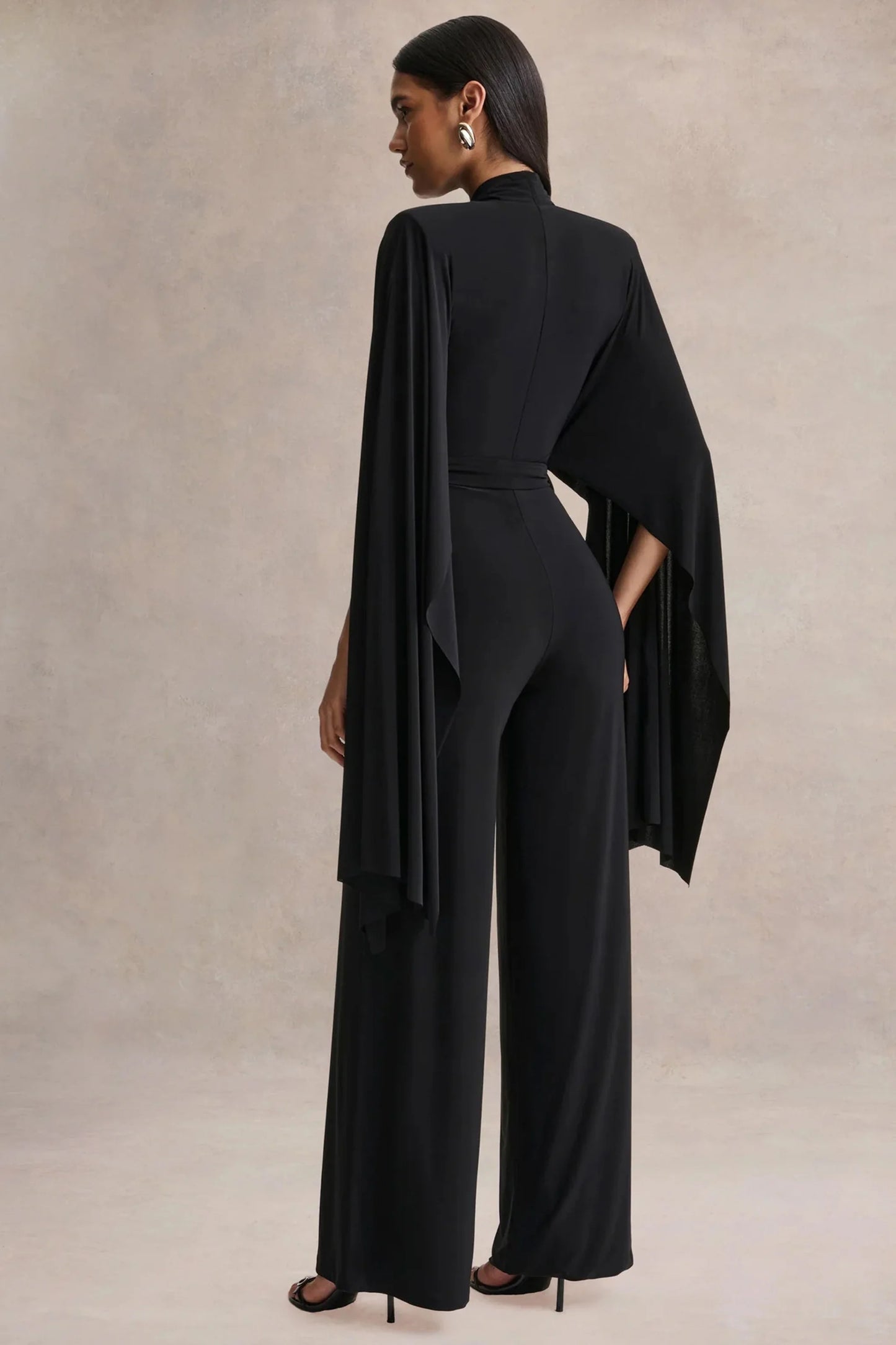 Laurina Black Plunge-Neck Jumpsuit