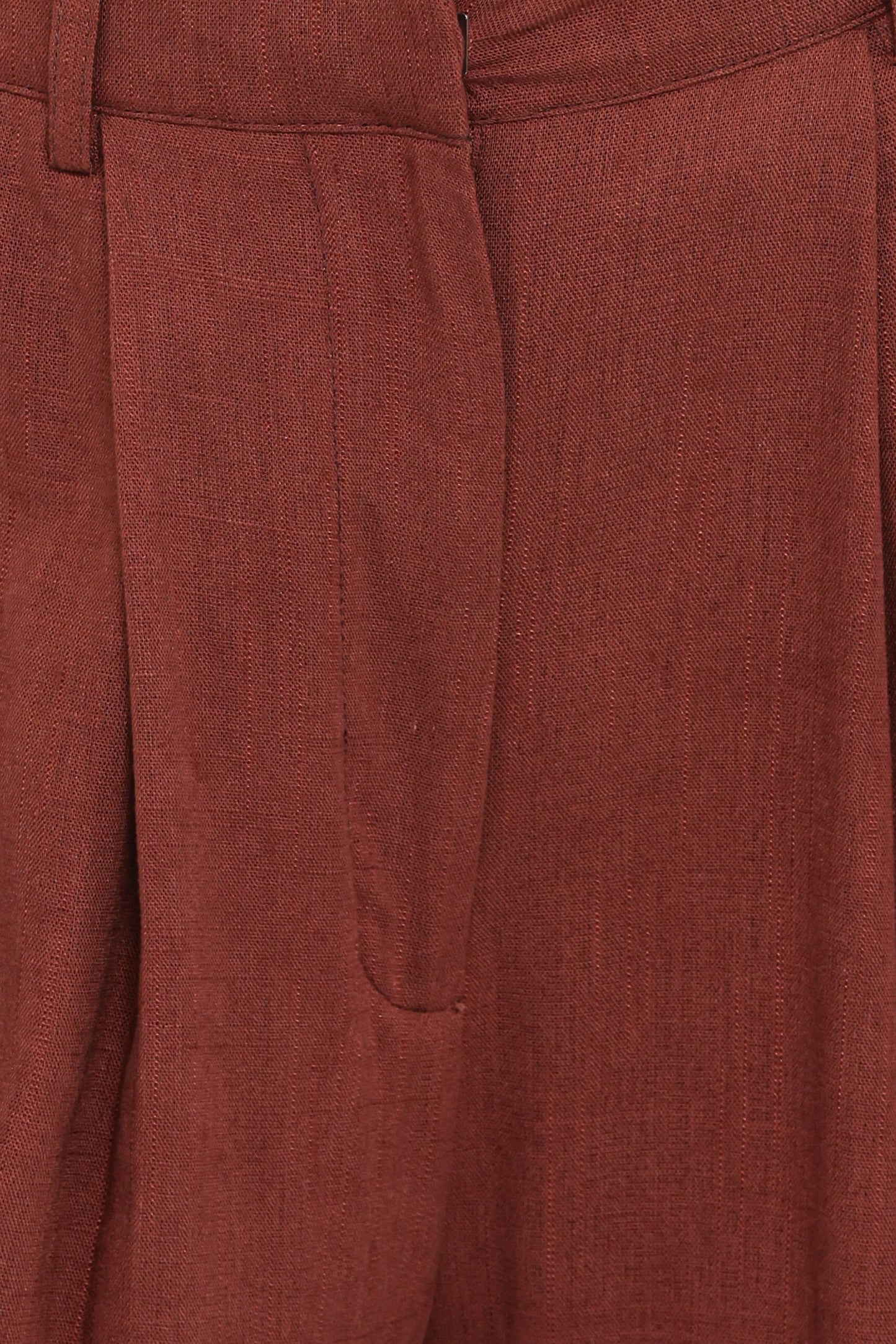 Elinor Cuffed Linen Pant - Brown