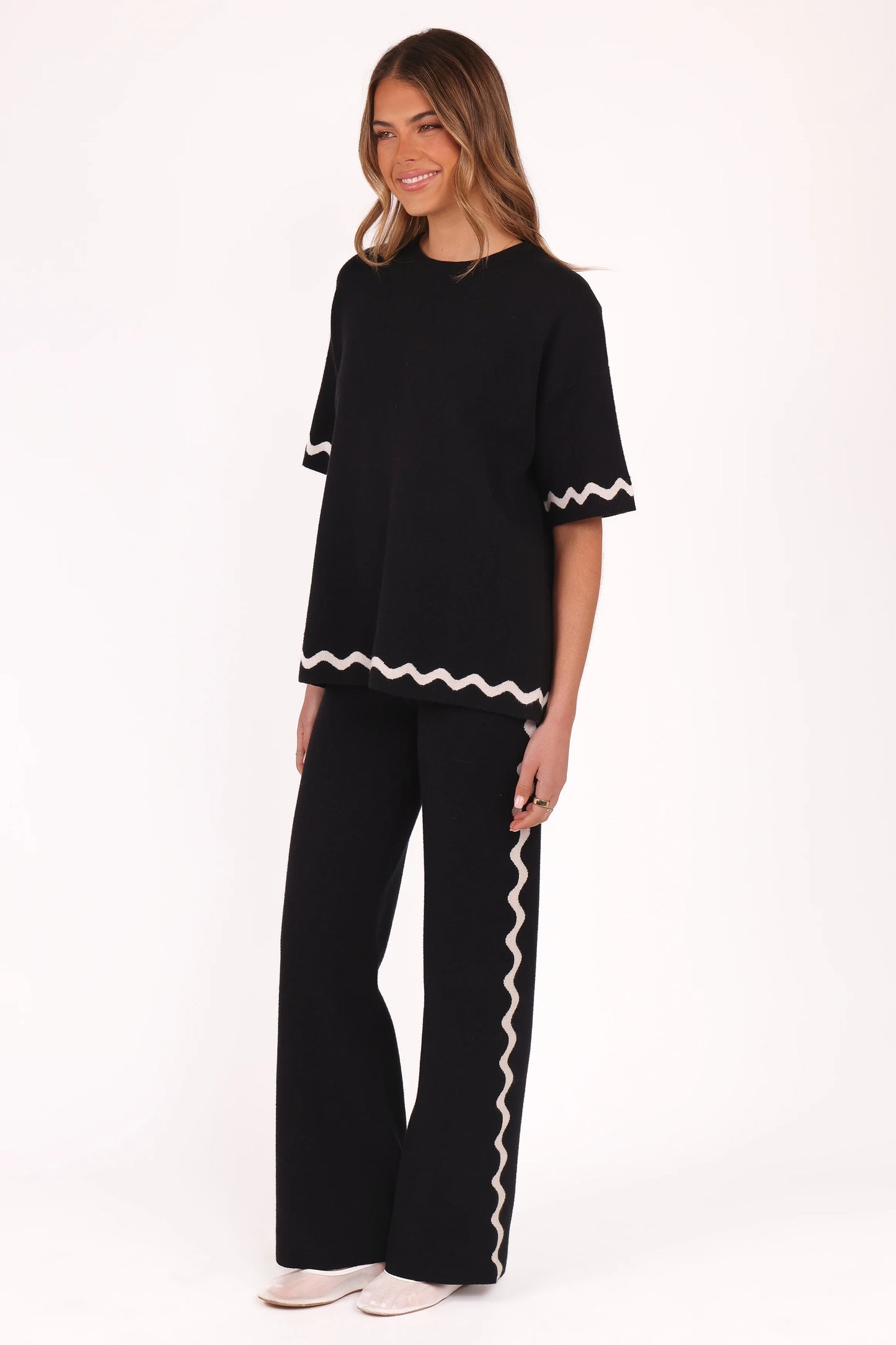 Vespa Knitted Tee - Black White