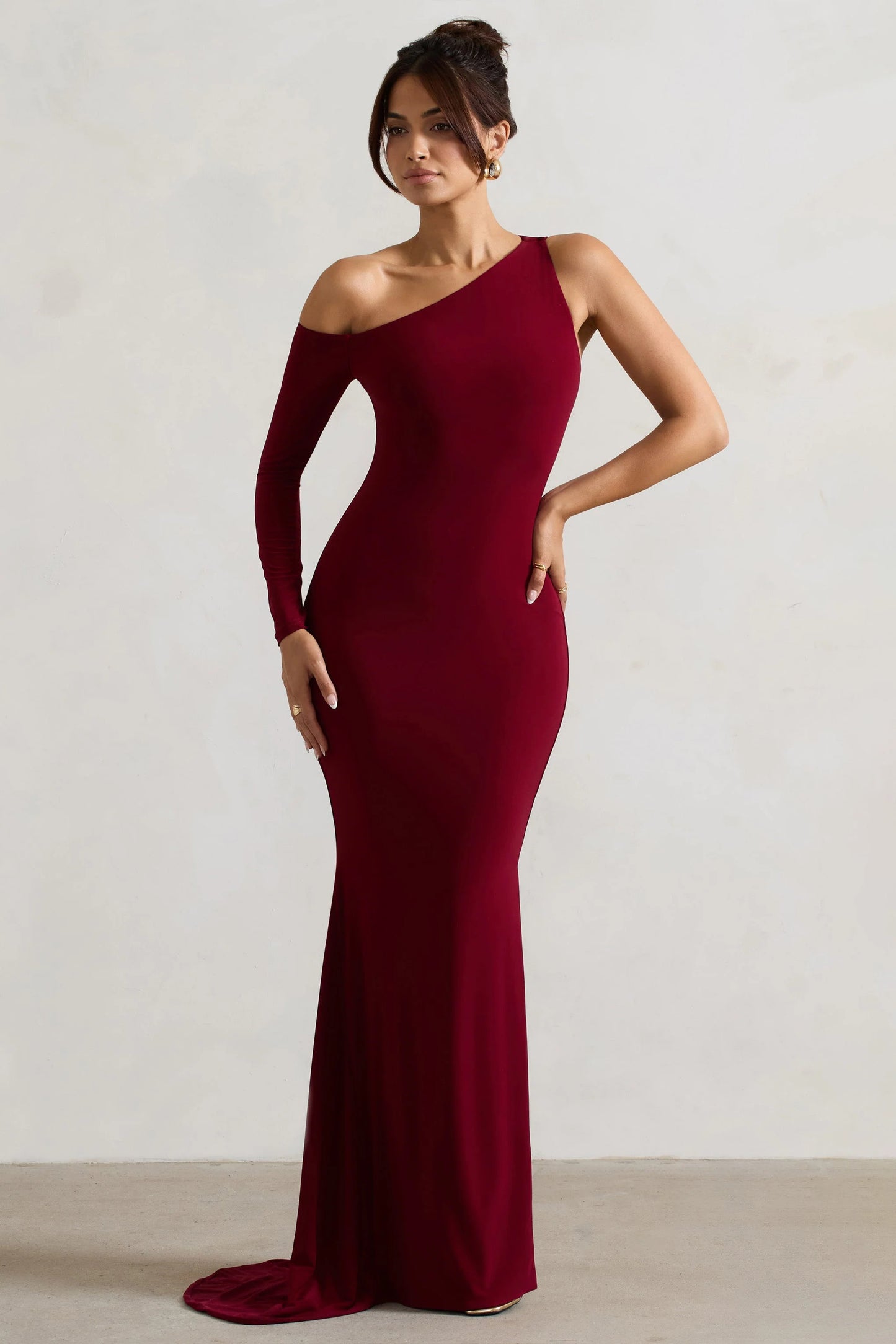 Contradiction Port One-Sleeve Asymmetric Maxi Dress