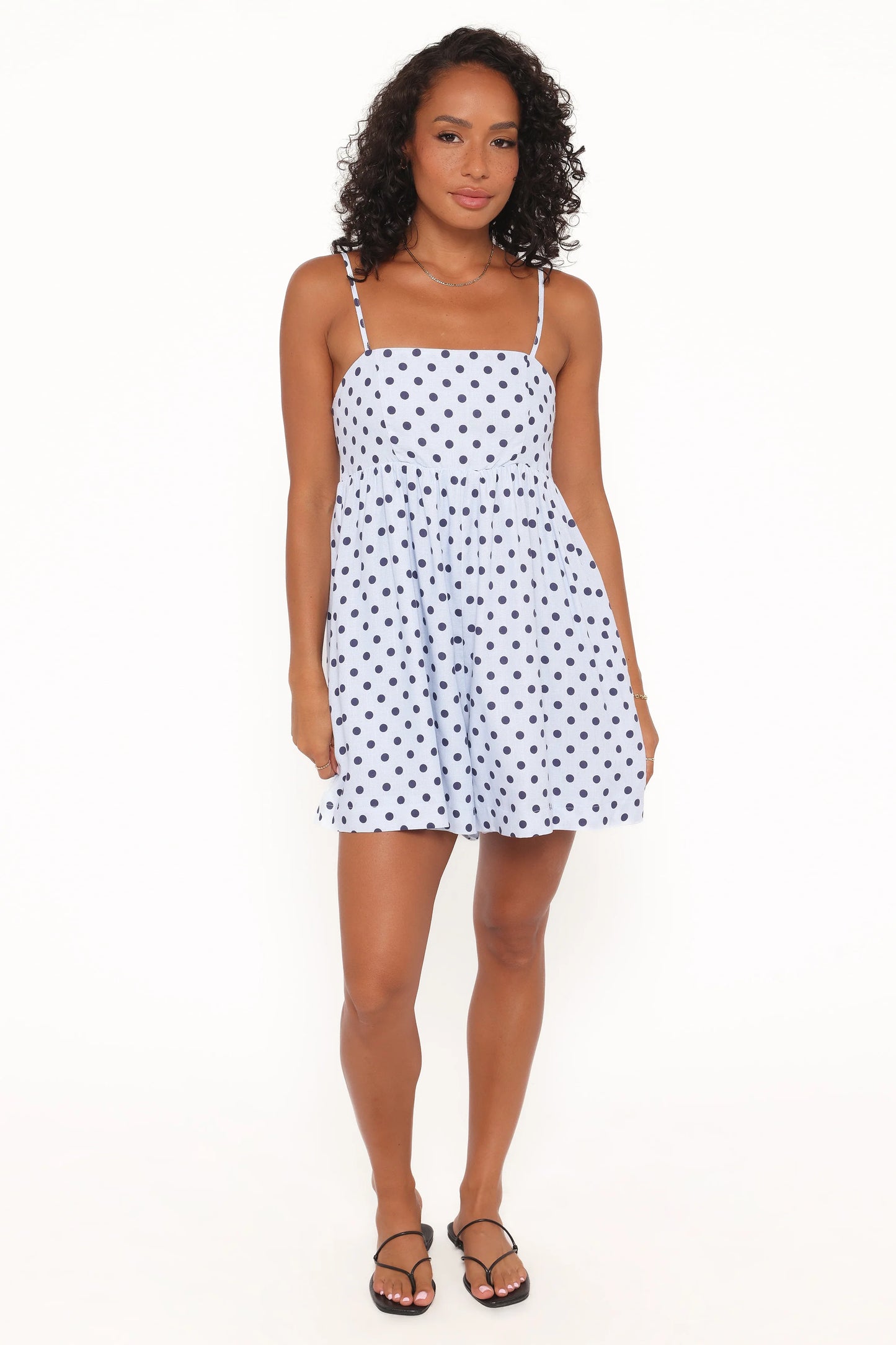 Quinley Romper - Blue Polka Dot