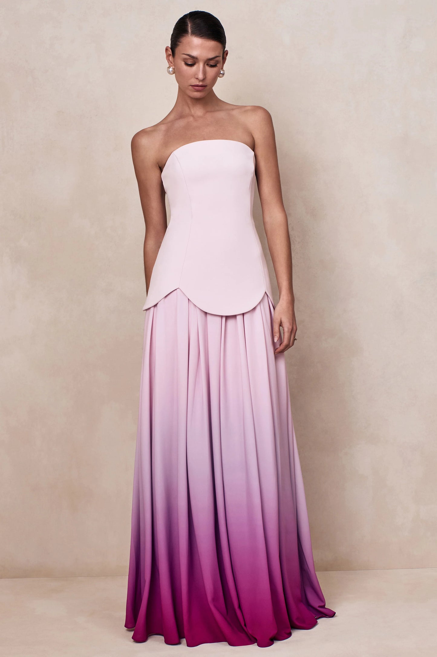 Nia Pink Ombre Bandeau Maxi Dress