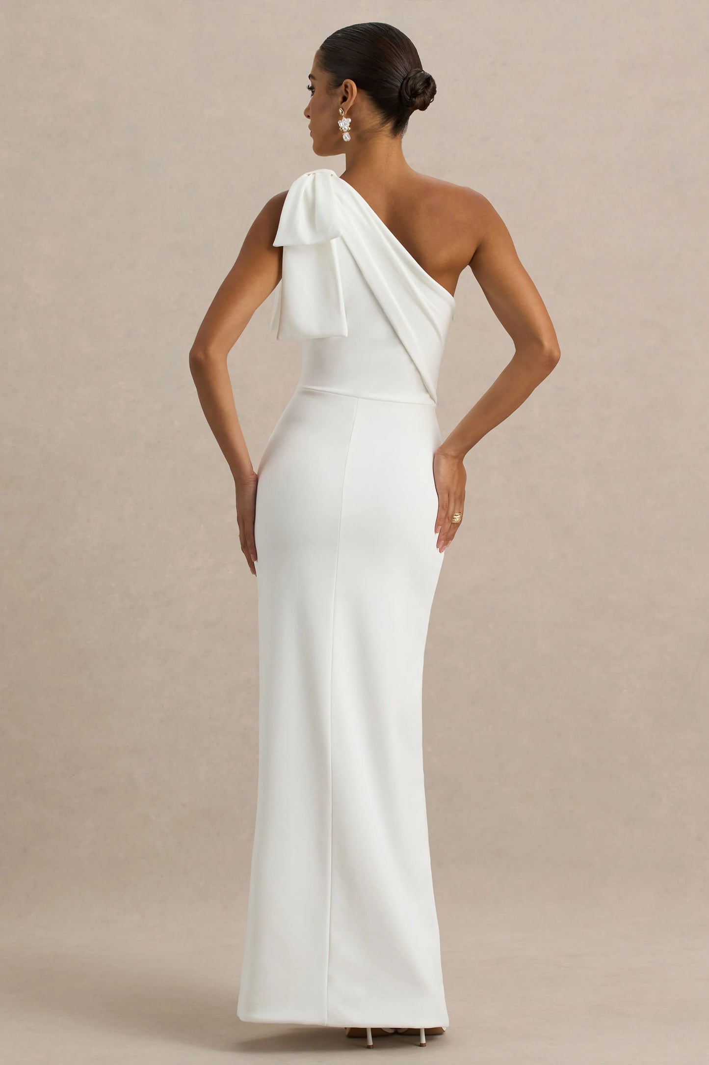 Kiri White One-Shoulder Bow Maxi Dress
