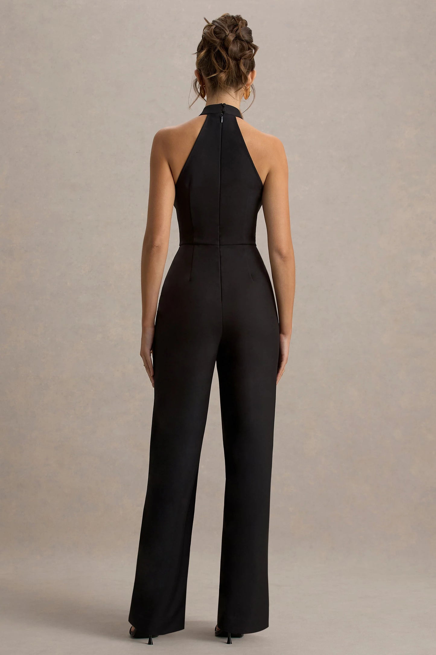 Kami Black High-Neck Embroidered Jumpsuit