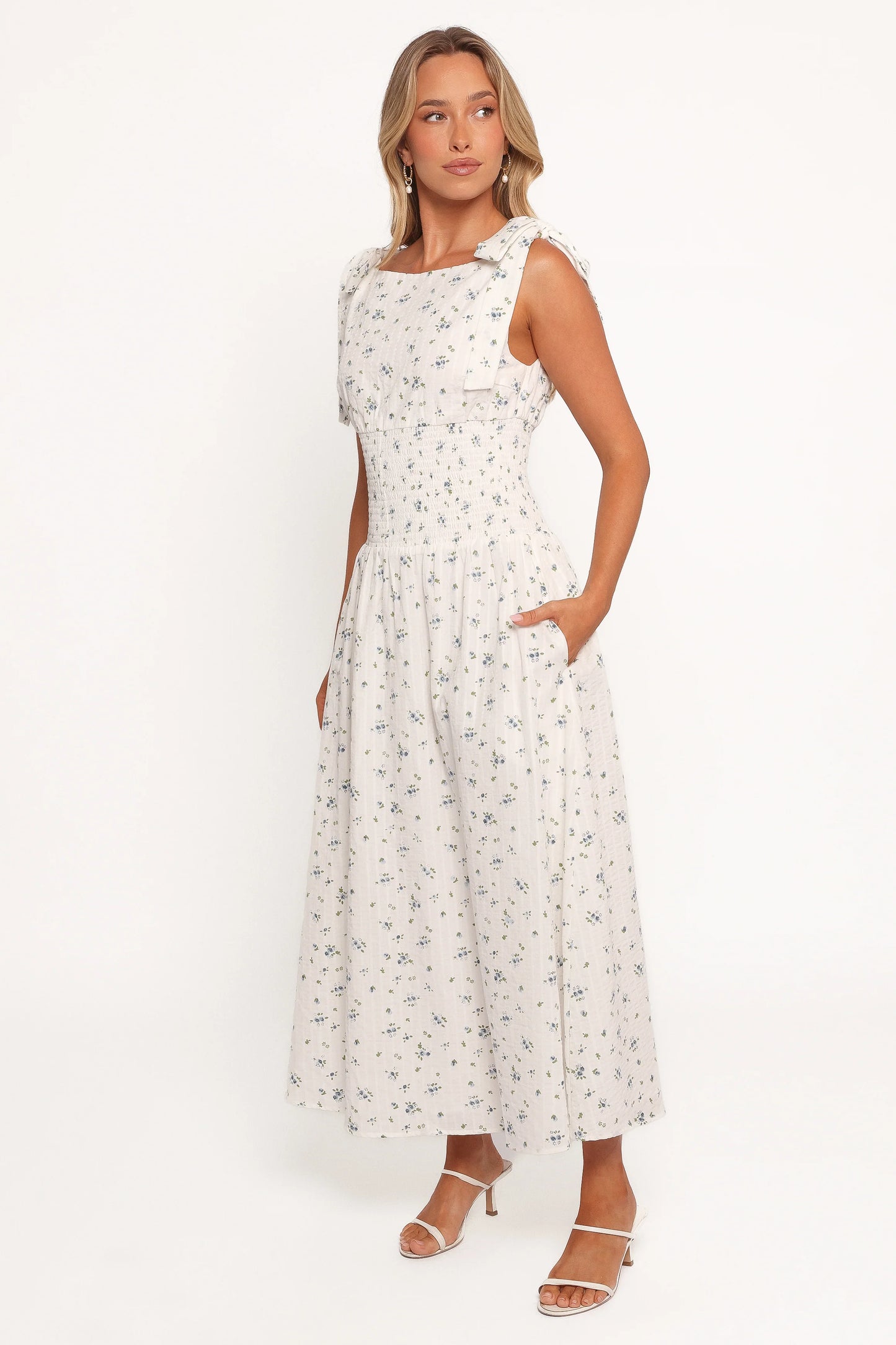 Leticia Midi Dress - Blue Ditsy Floral