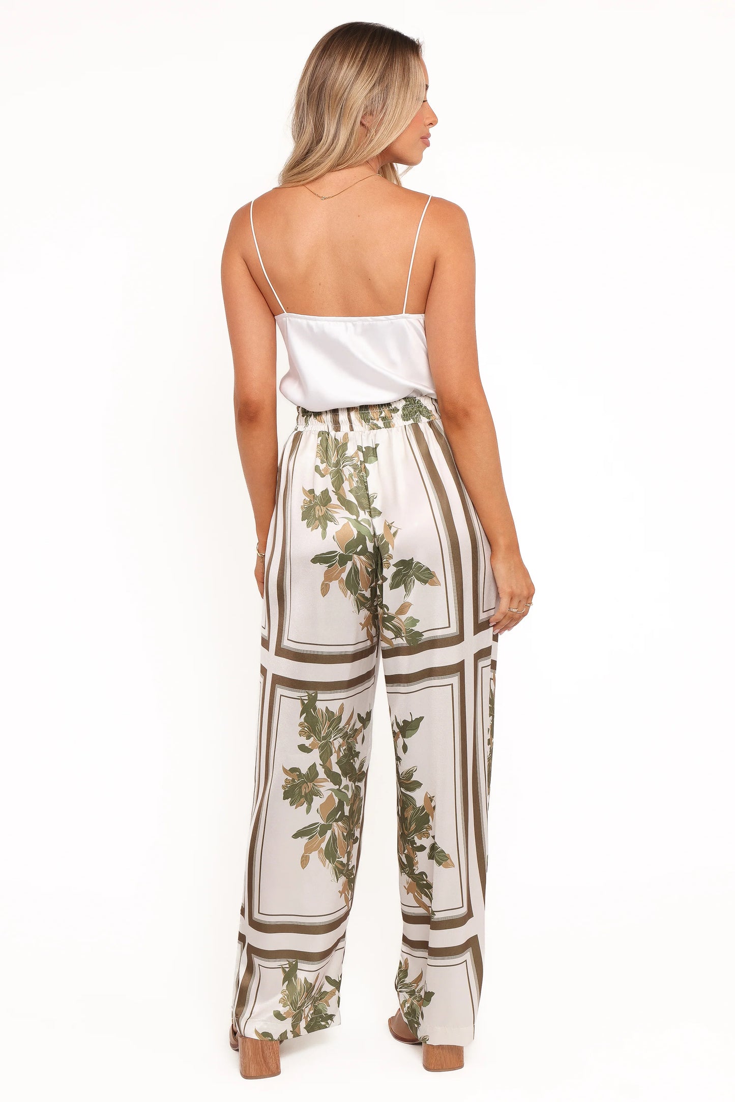 Lara Wide Leg Pants - Olive Print