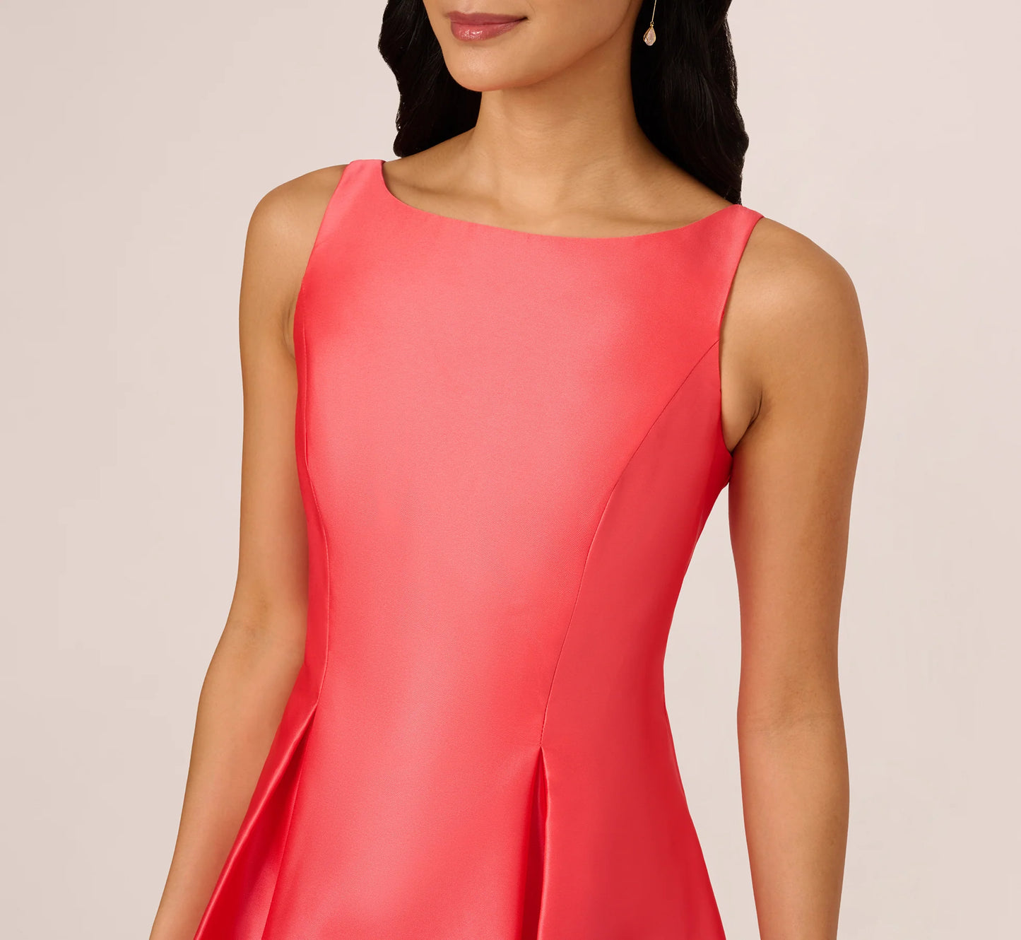 Sleeveless Mikado Fit And Flare Midi Dress With V-Back In Desert Flower