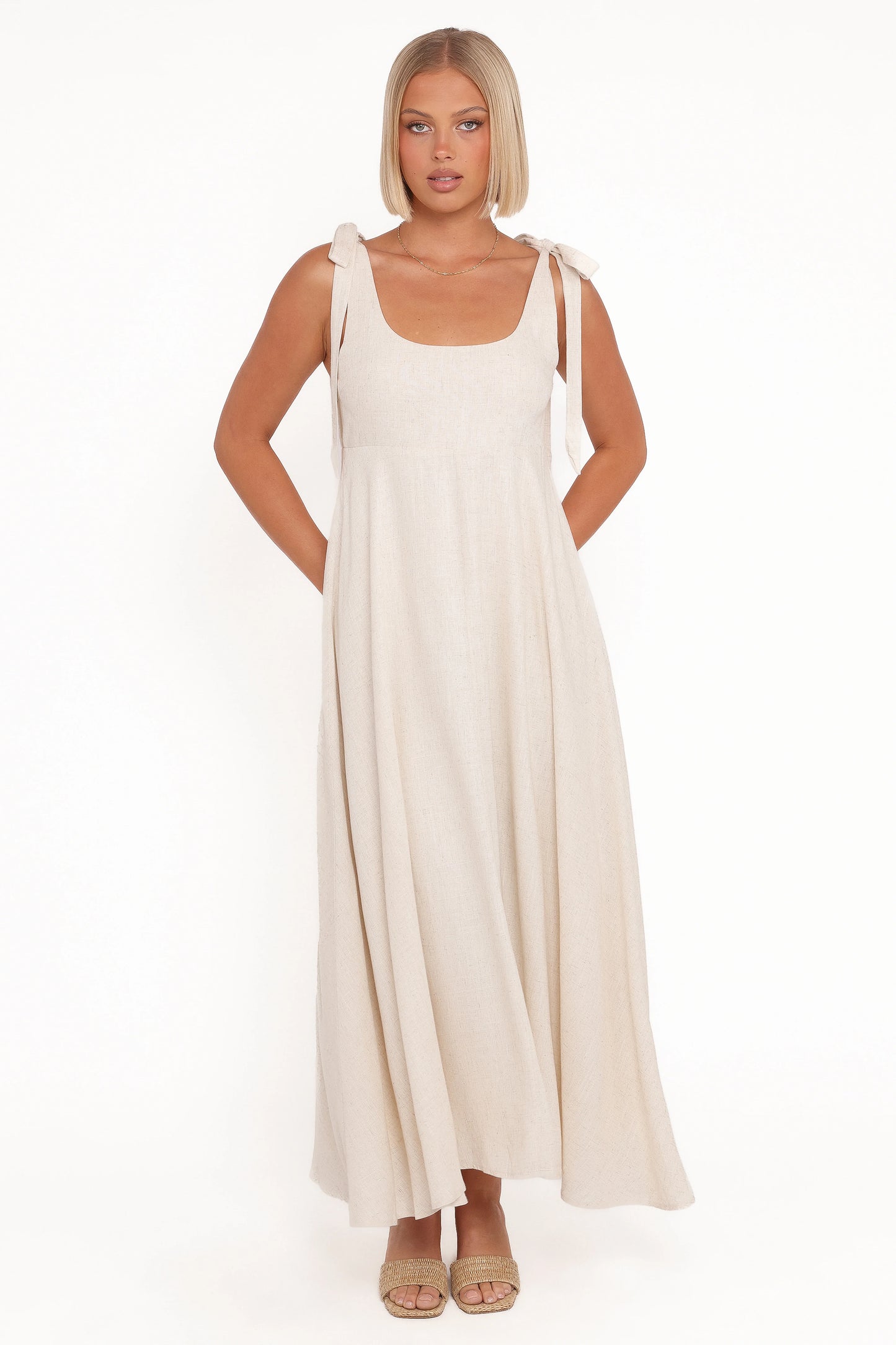 Valara Tie Shoulder Maxi Dress - Oatmeal